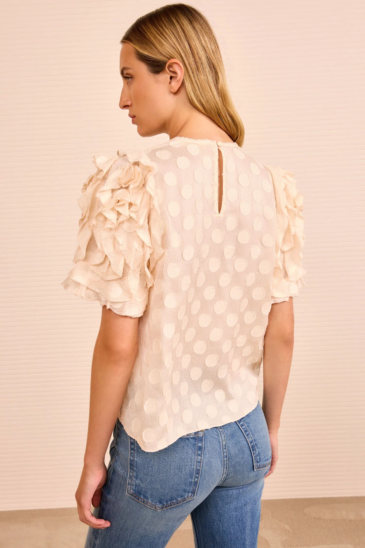 Opal Puff Sleeve Top - Conch - Image 4