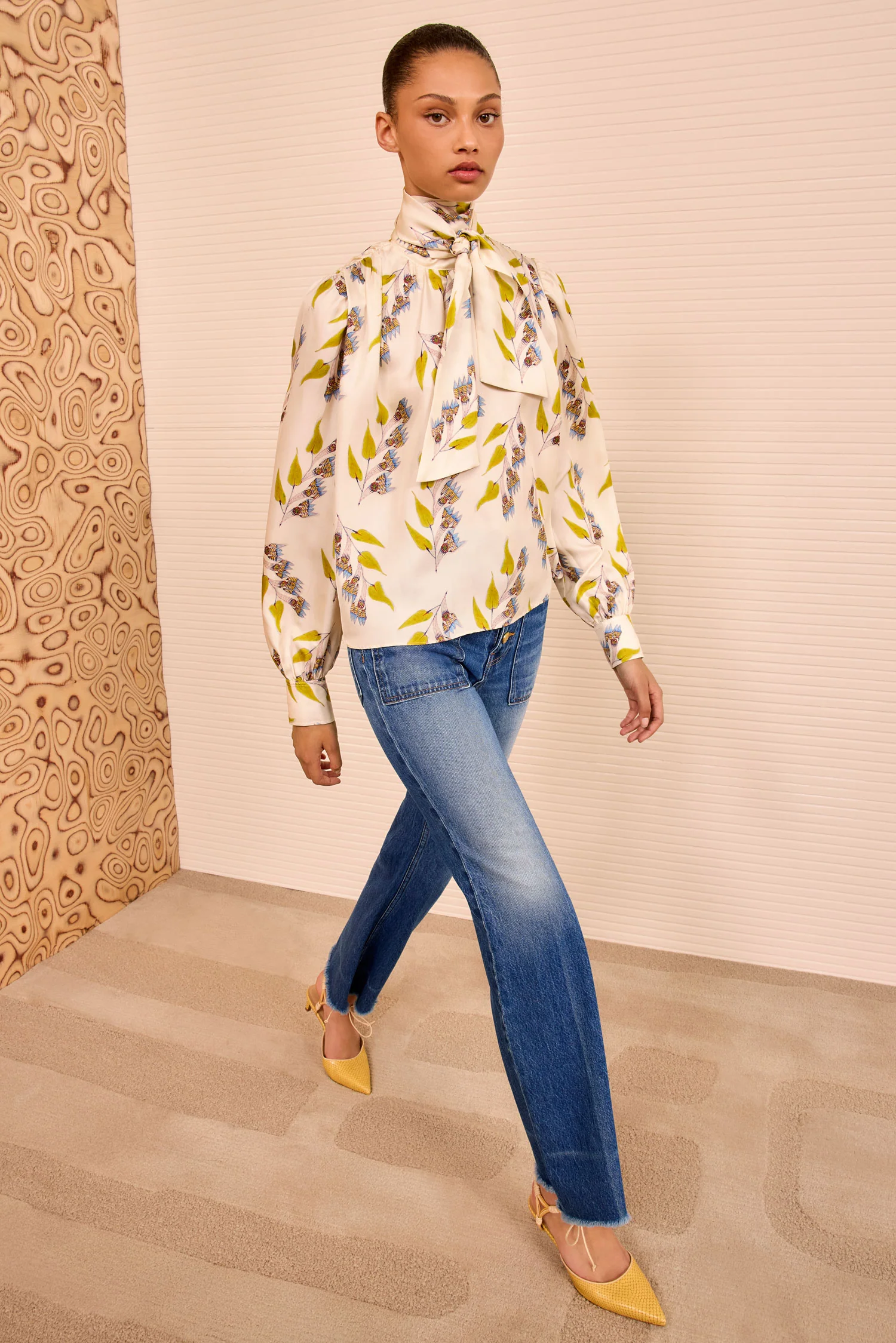 Ornament Tie Neck Blouse - Infinite Flower - Image 3