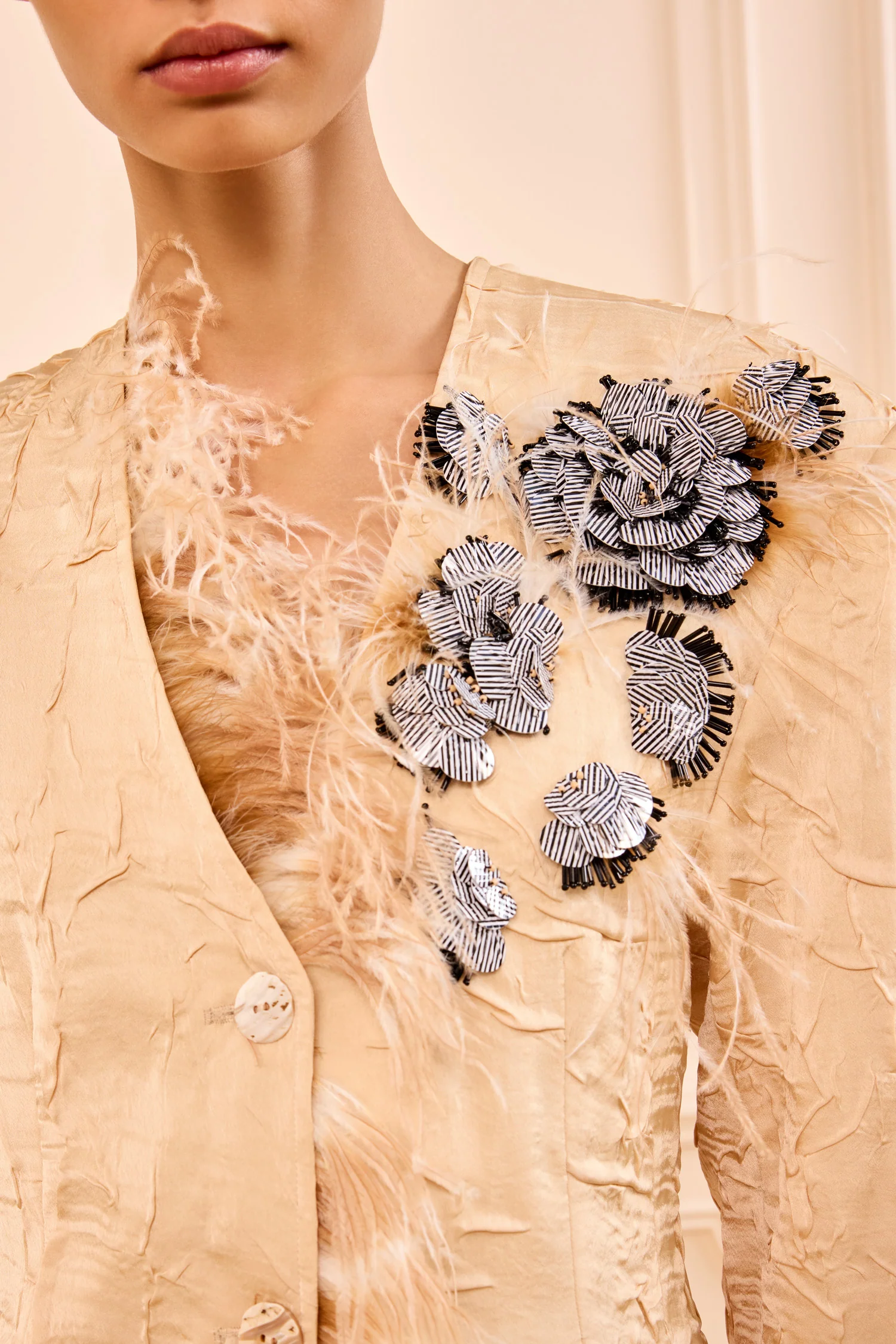 Otto Satin Jacket with Embroidery - Driftwood - Image 2