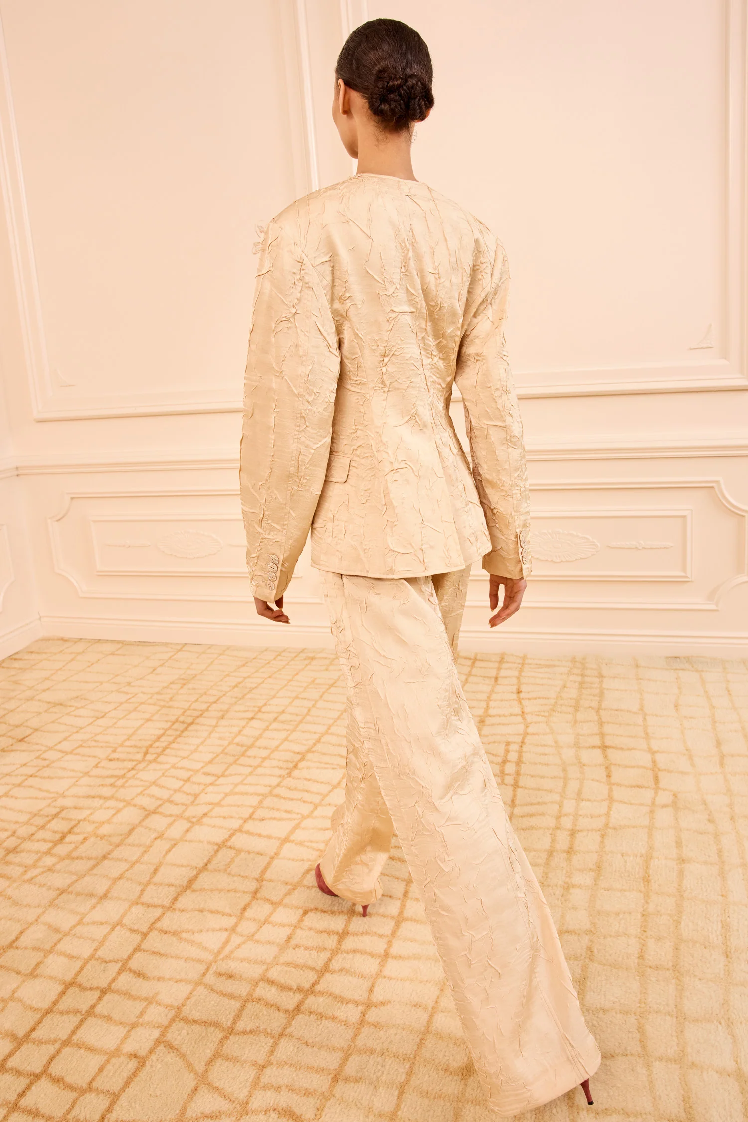 Otto Satin Jacket with Embroidery - Driftwood - Image 4