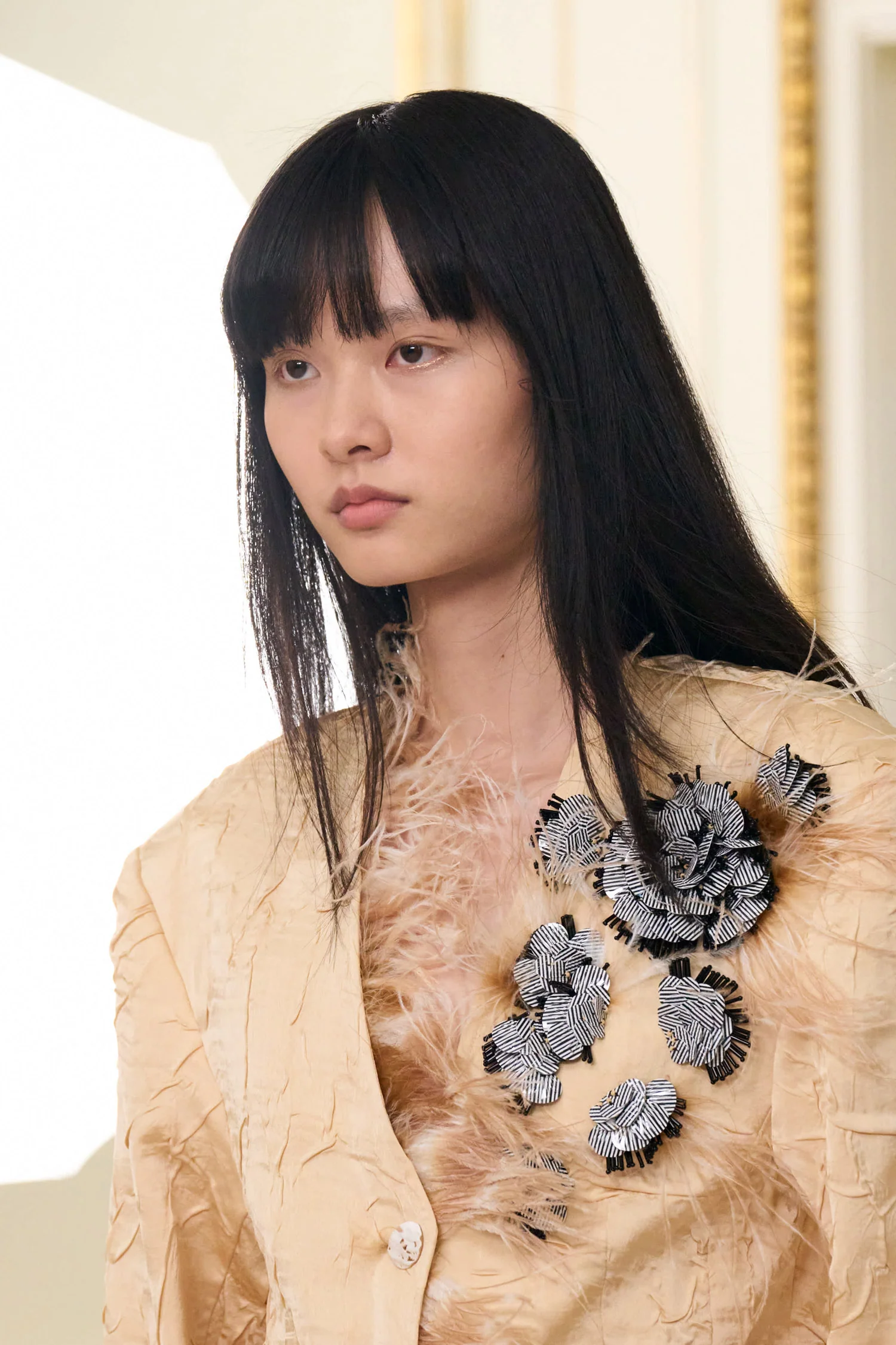 Otto Satin Jacket with Embroidery - Driftwood - Image 6