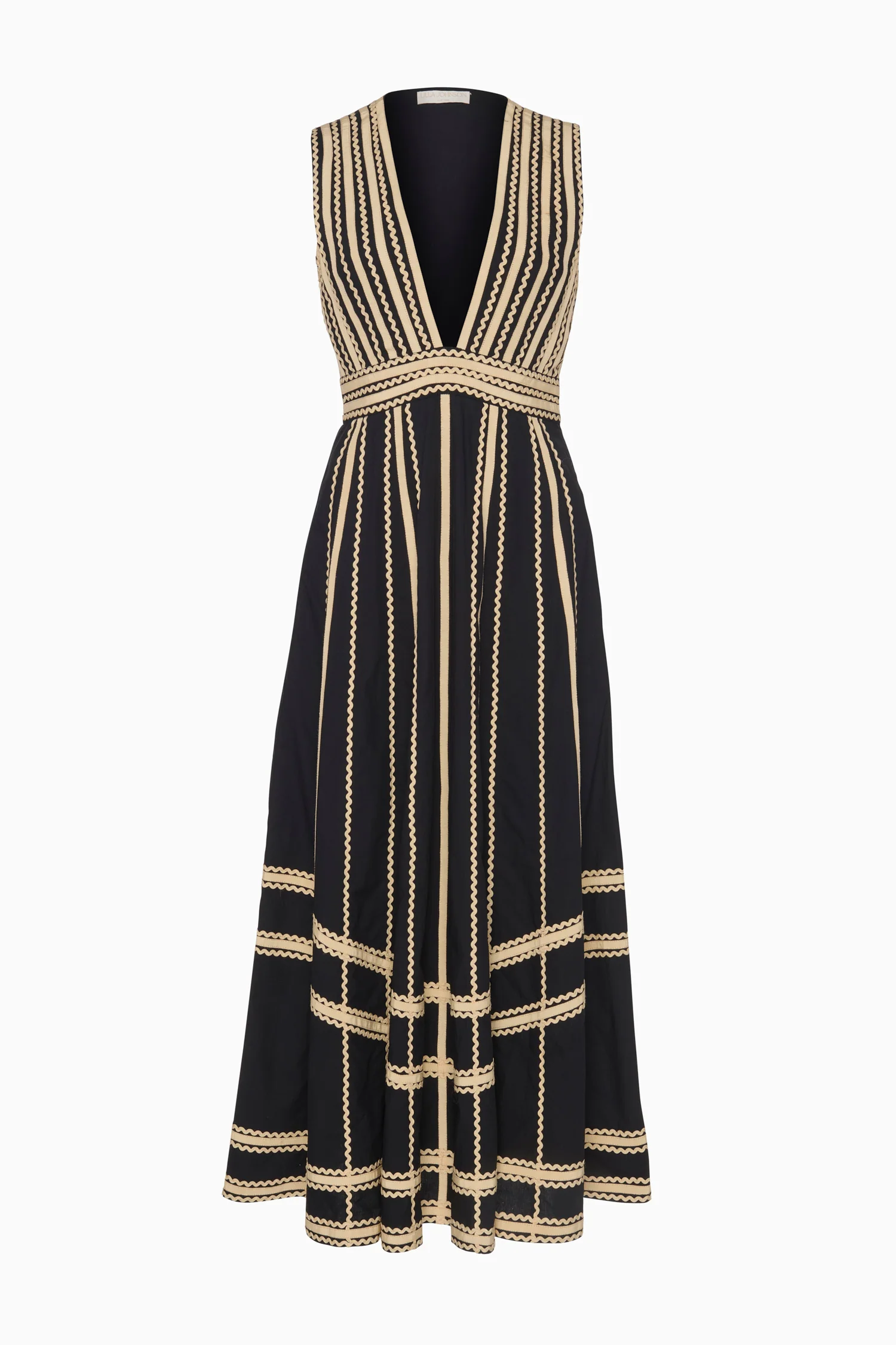 Palermo Deep V Midi Dress - Noir - Image 5