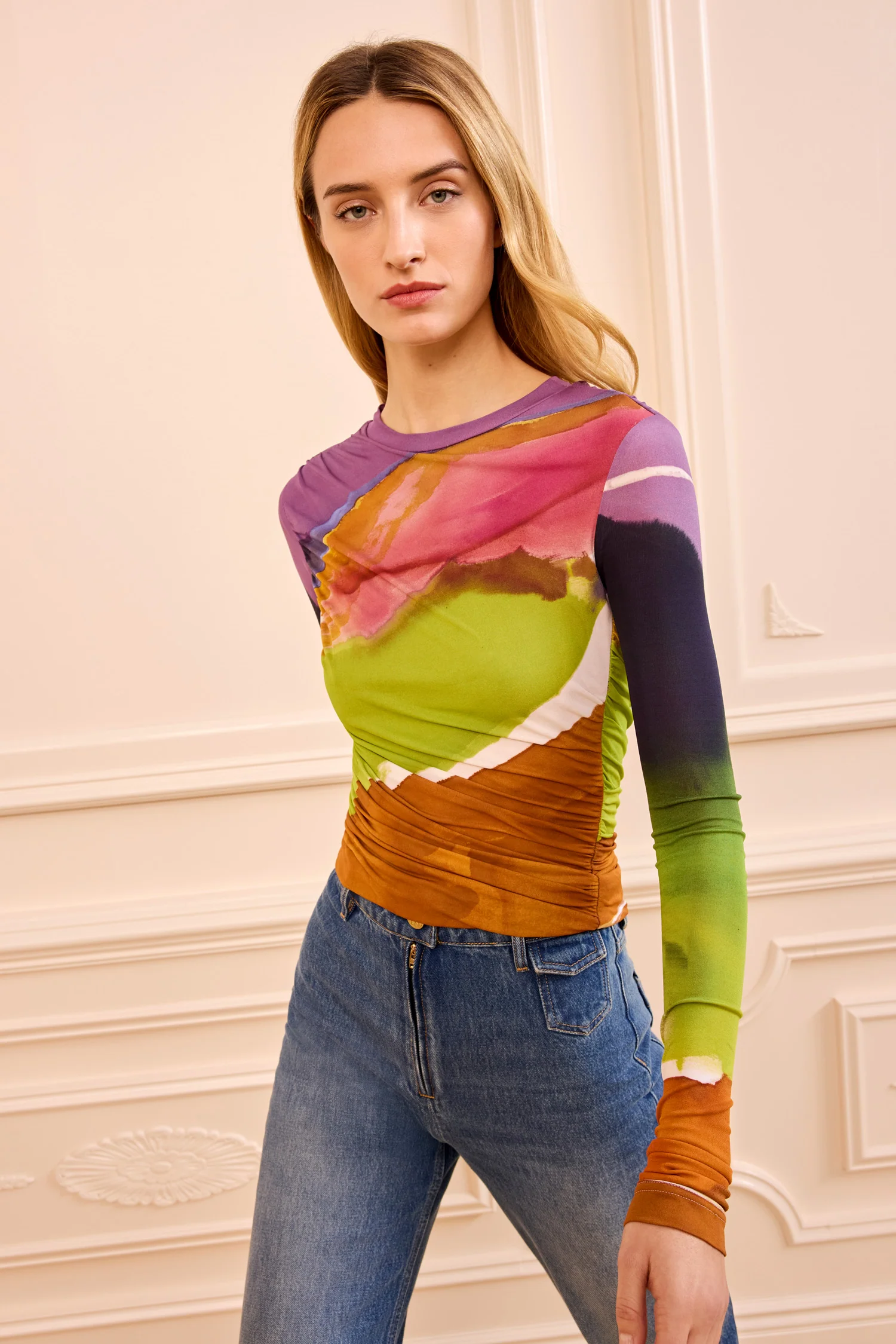 Paradis Ruched Jersey Top - Nature Abhors A Vacuum - Image 3
