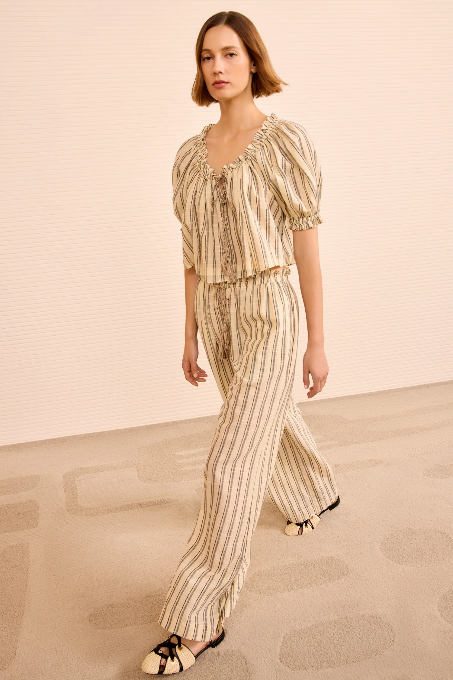 Paros Striped Top Coverup - Cowrie Stripe - Image 3