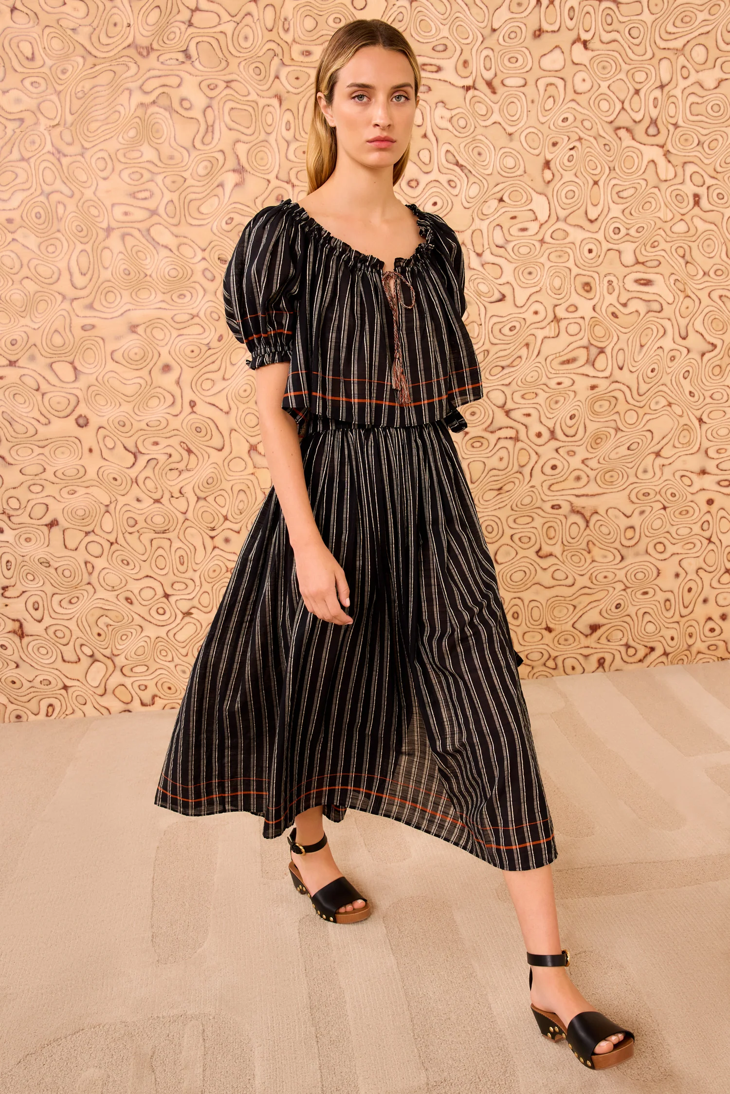 Paros Striped Top Coverup - Noir Stripe - Image 3