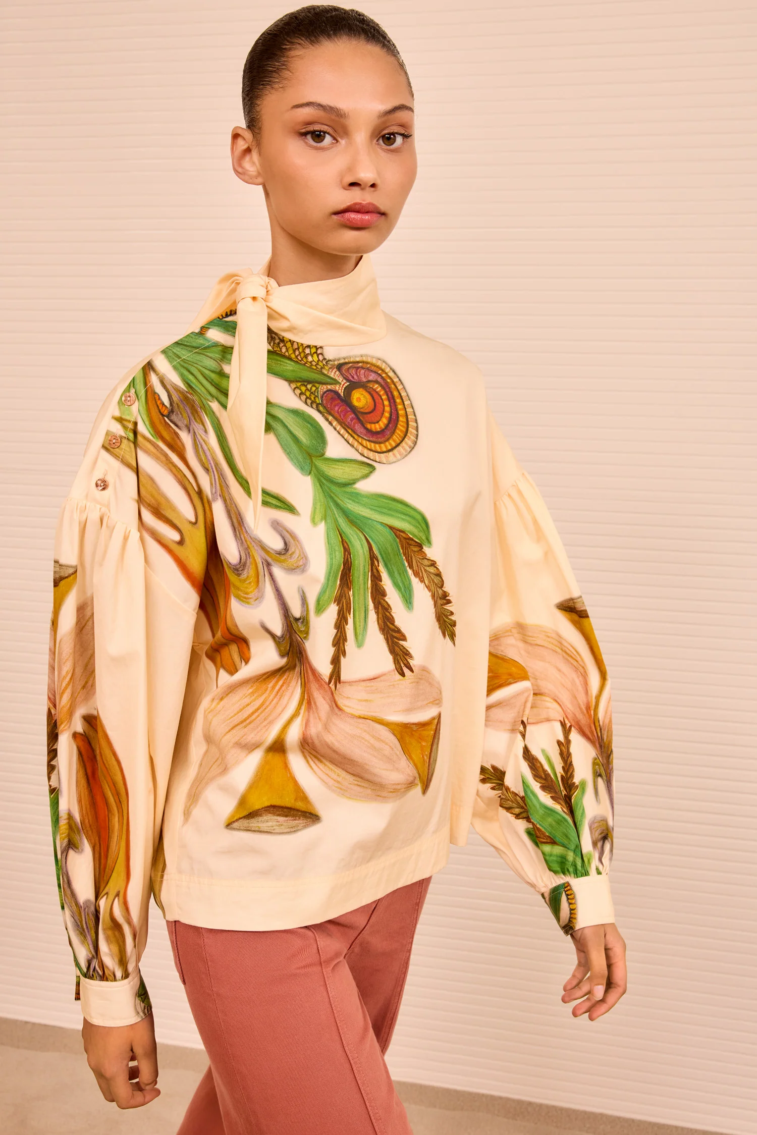 Pastel Tie Neck Blouse - Inner Nature - Image 2