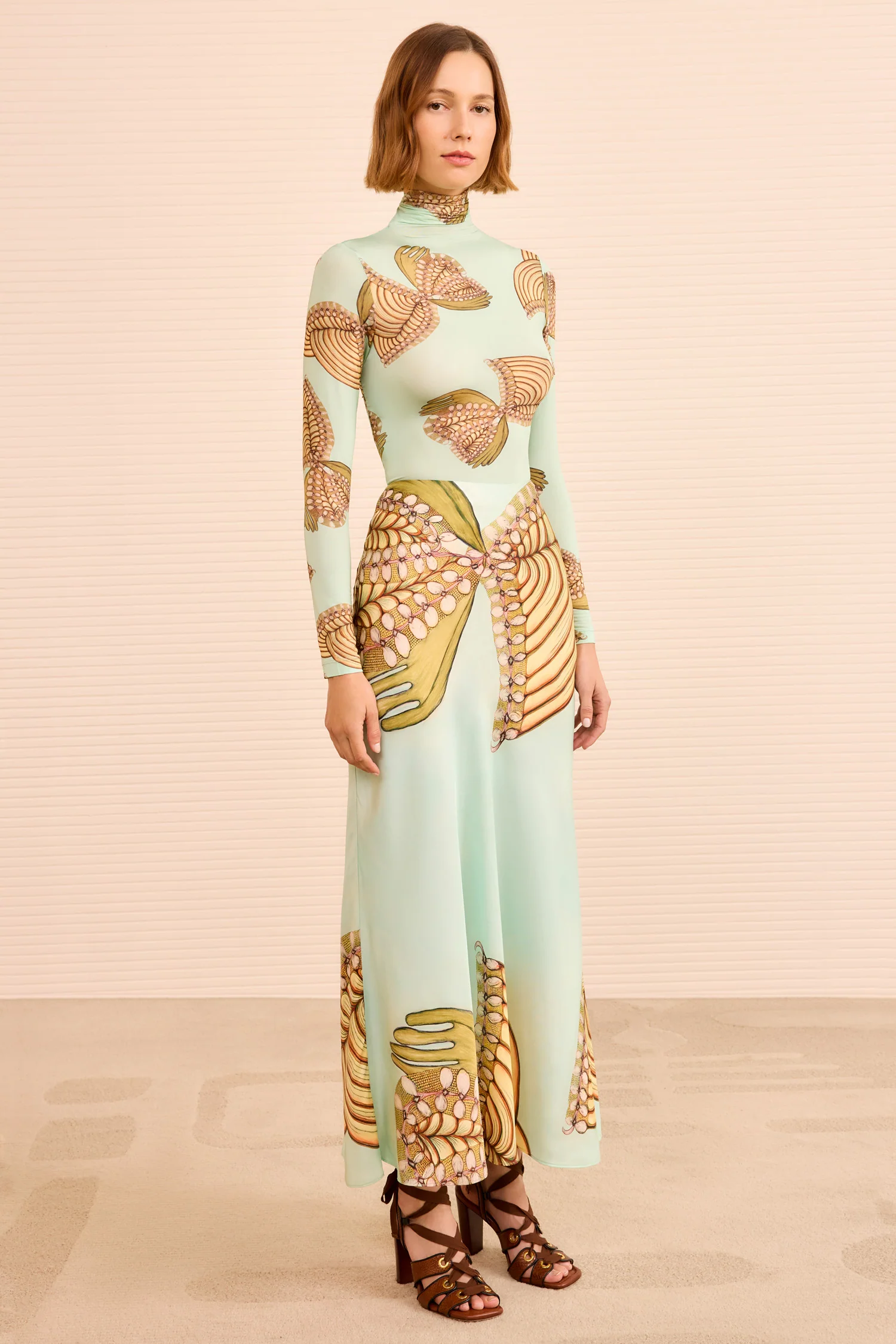 Pera Midi Slip Skirt - Water Blossoms - Image 4