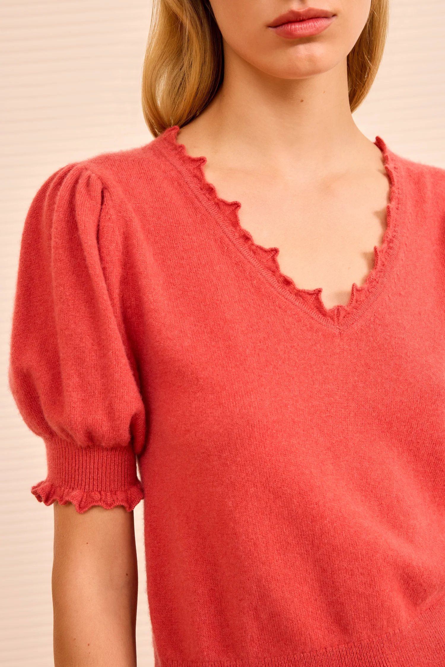 Polline Short Sleeve Top - Coral - Image 2