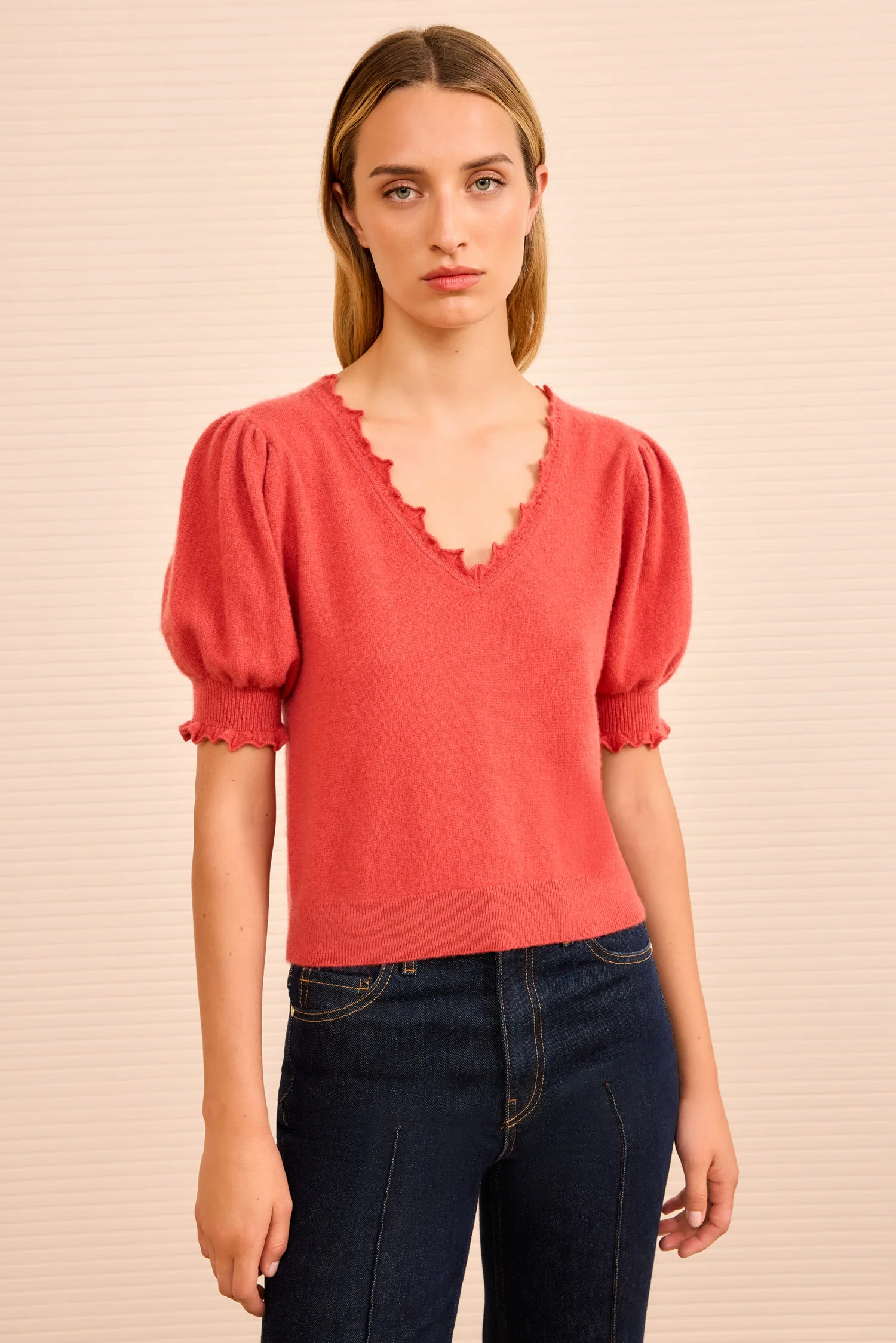 Polline Short Sleeve Top - Coral - Image 4