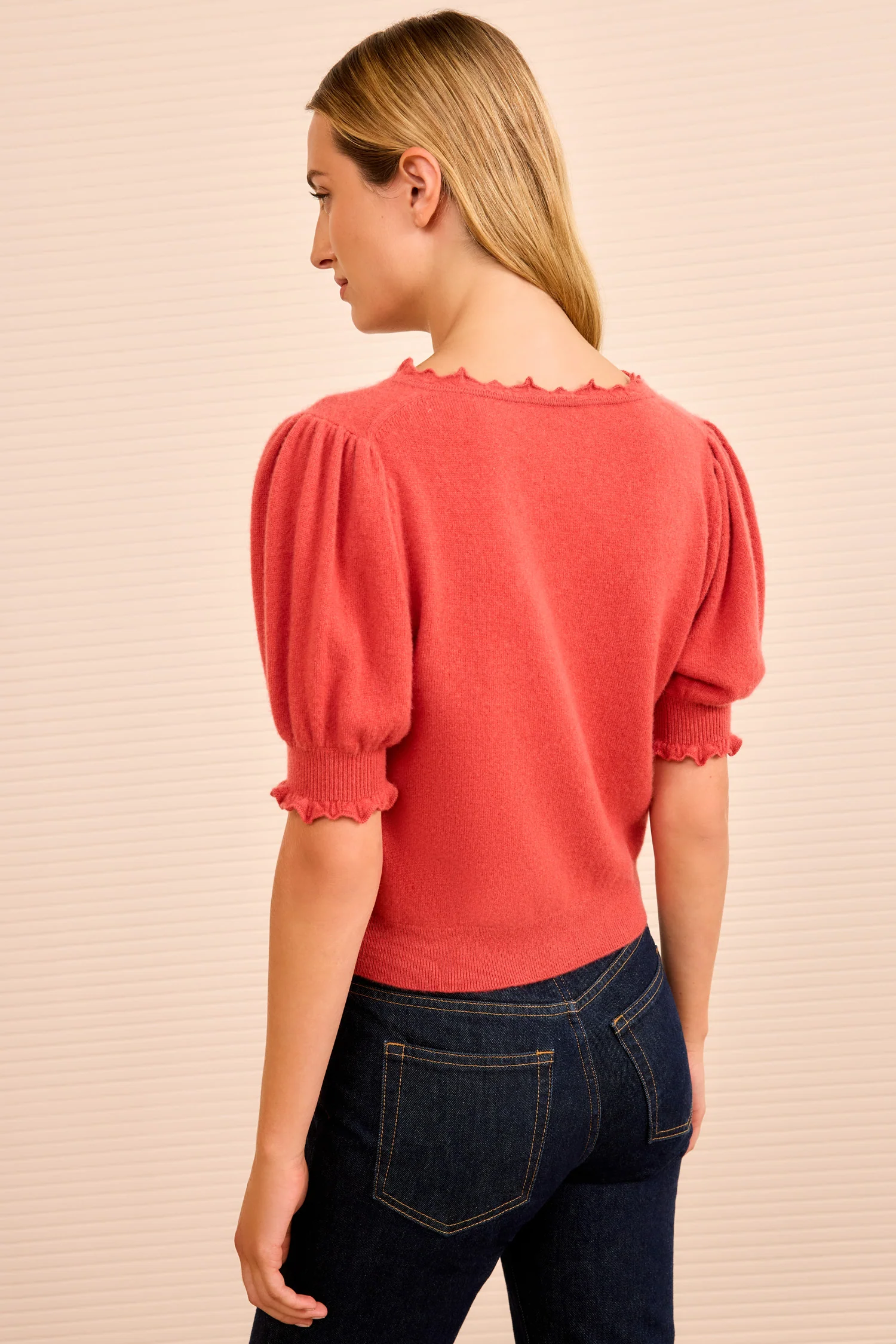 Polline Short Sleeve Top - Coral - Image 5