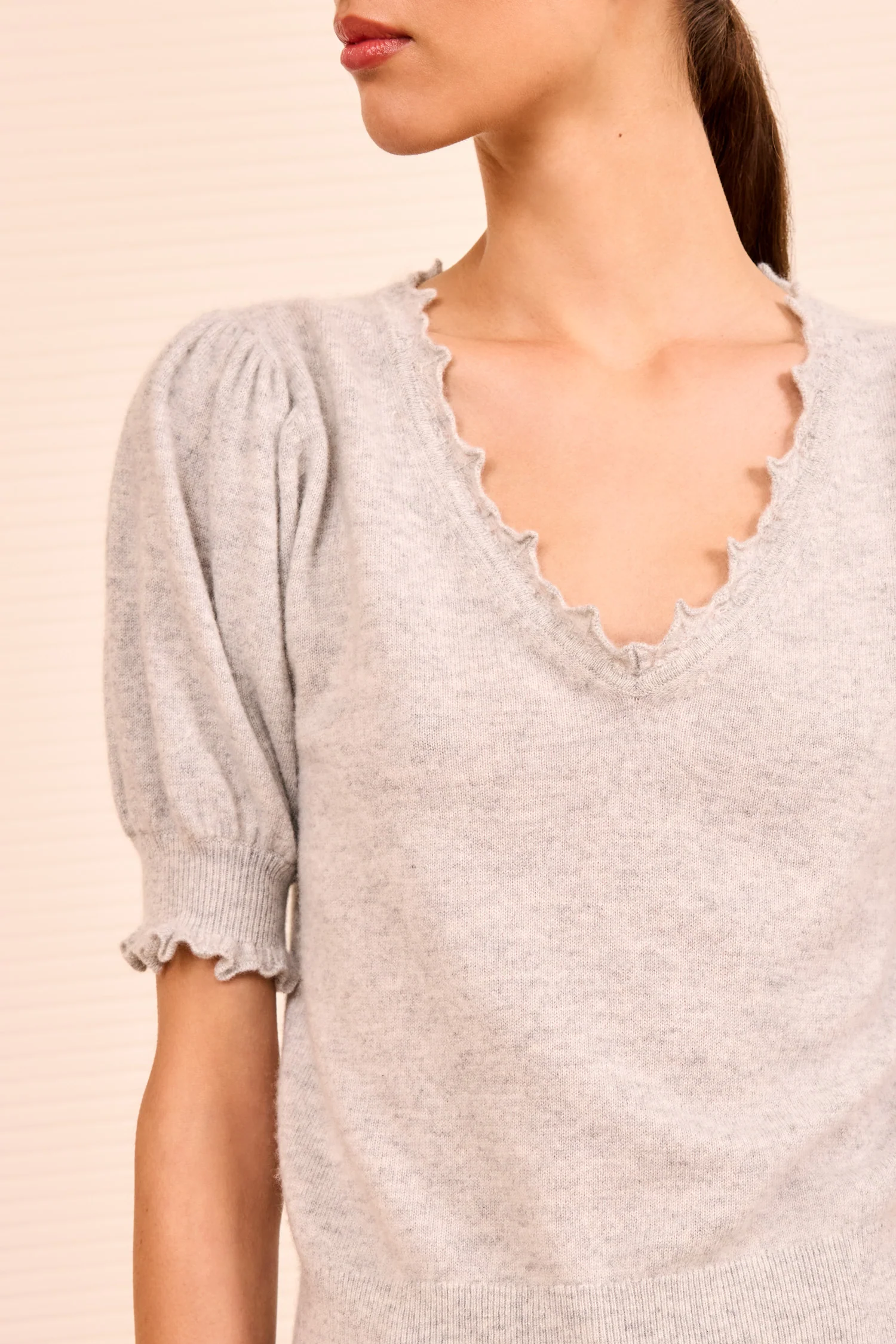 Polline Short Sleeve Top - Pebble - Image 2