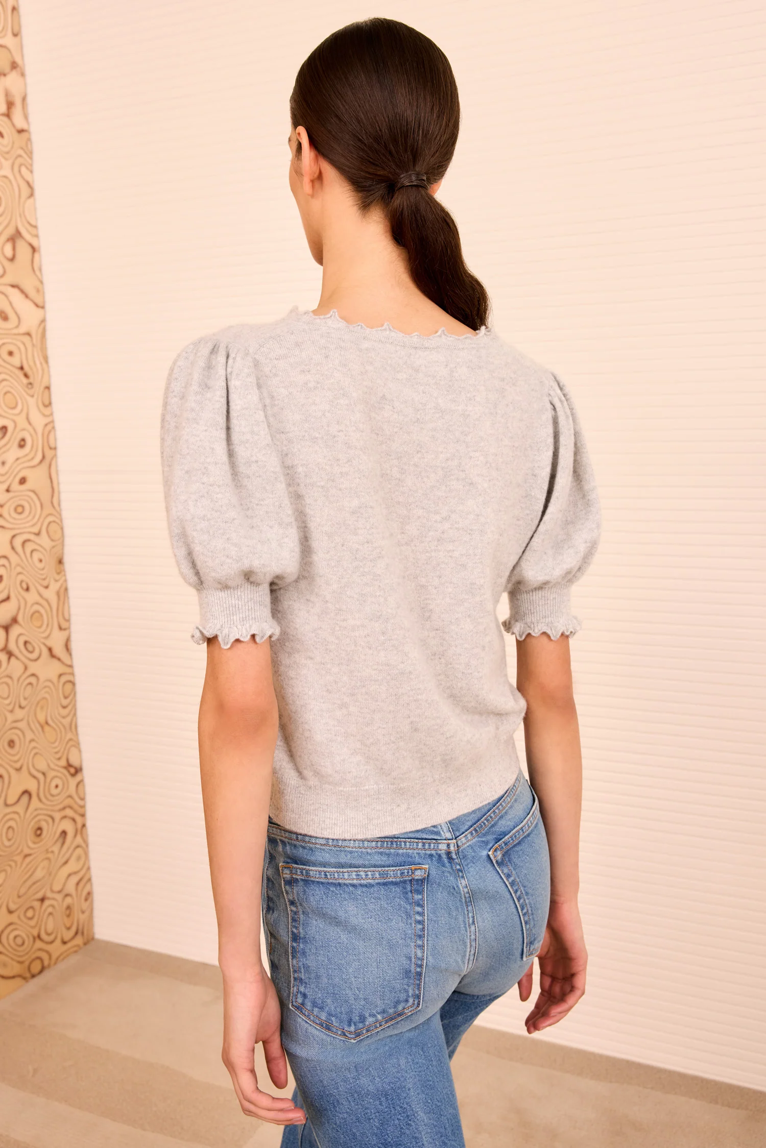Polline Short Sleeve Top - Pebble - Image 4