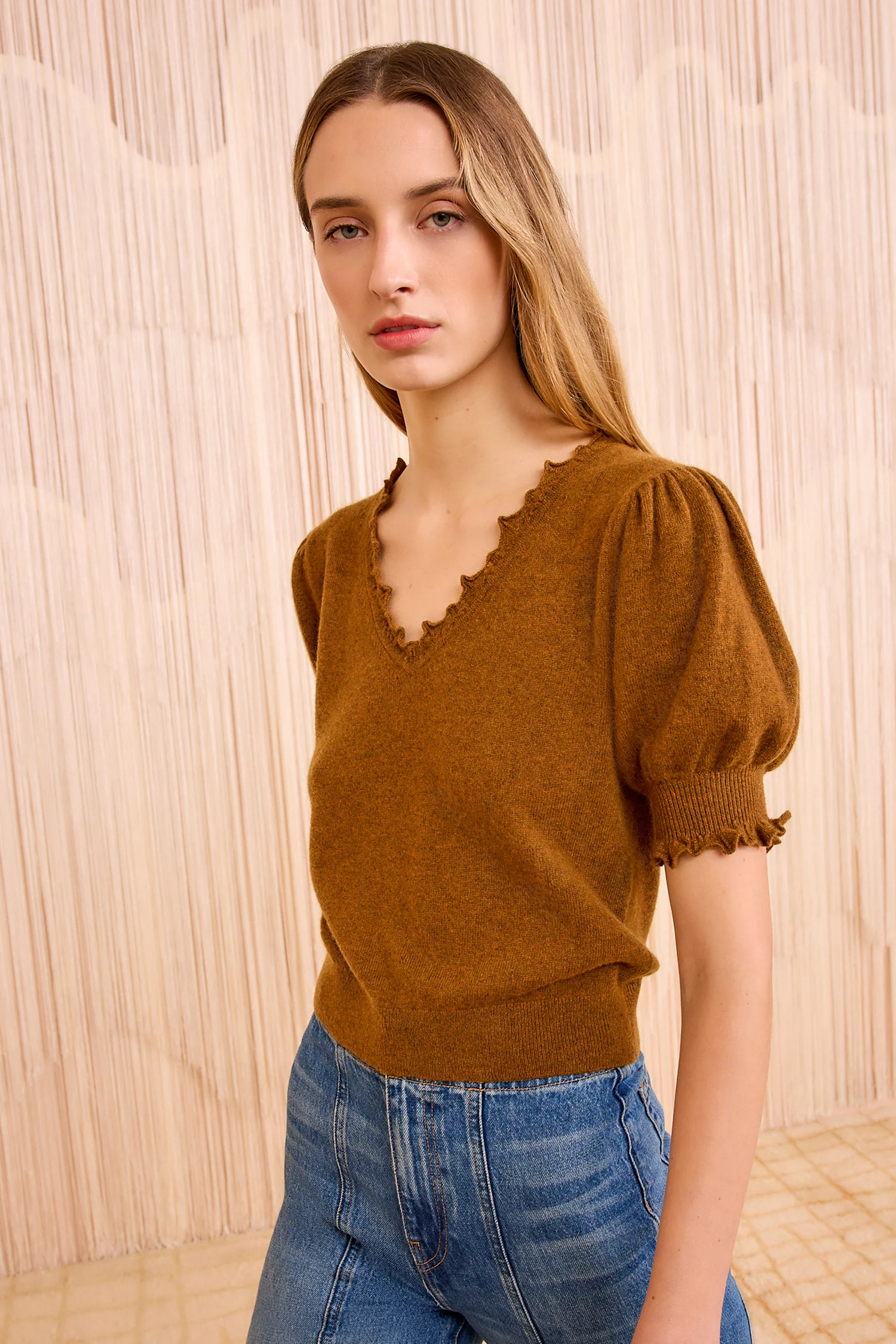 Polline Short Sleeve Top - Umber - Image 3