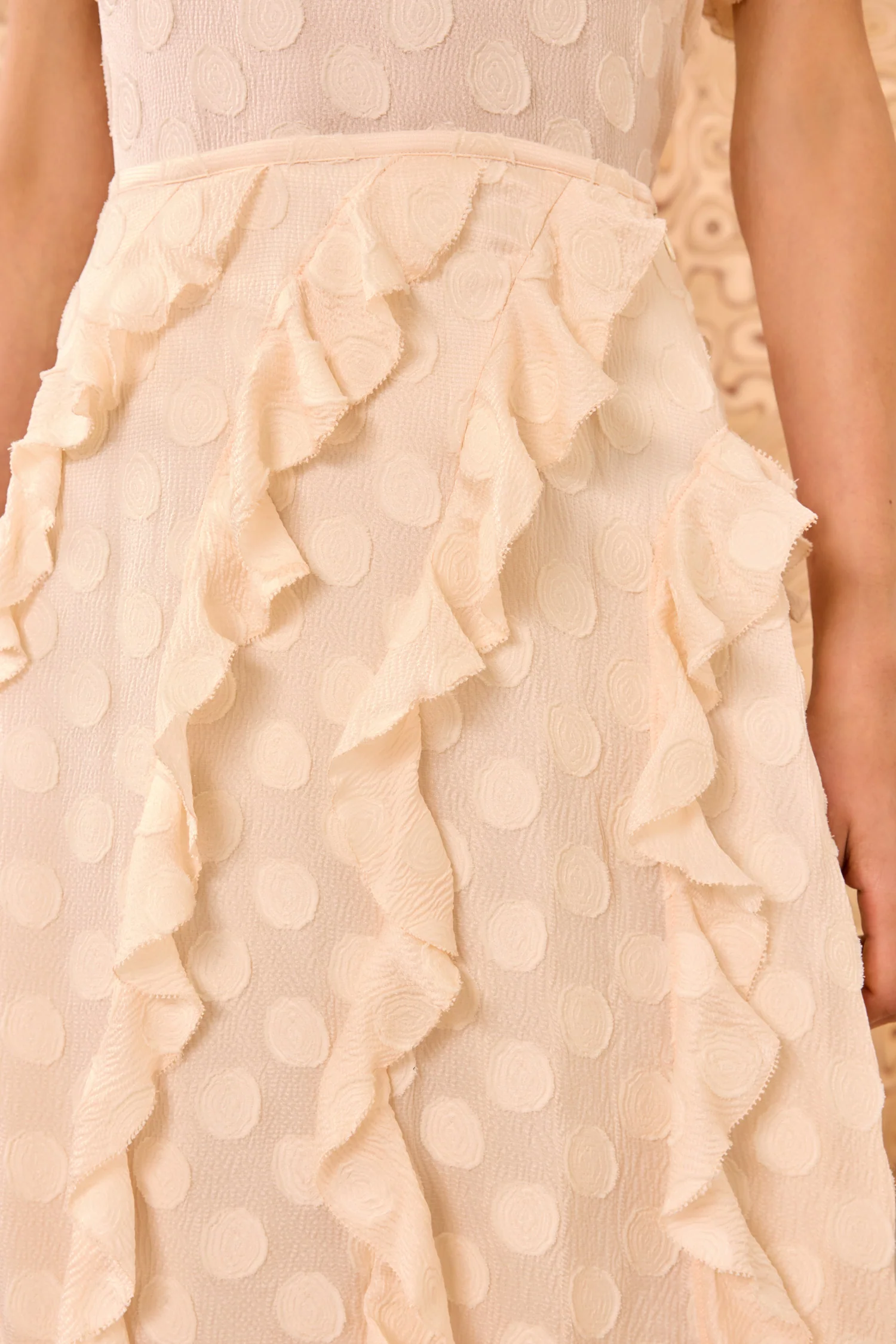 Poppy Cascading Ruffle Midi Skirt - Conch - Image 4