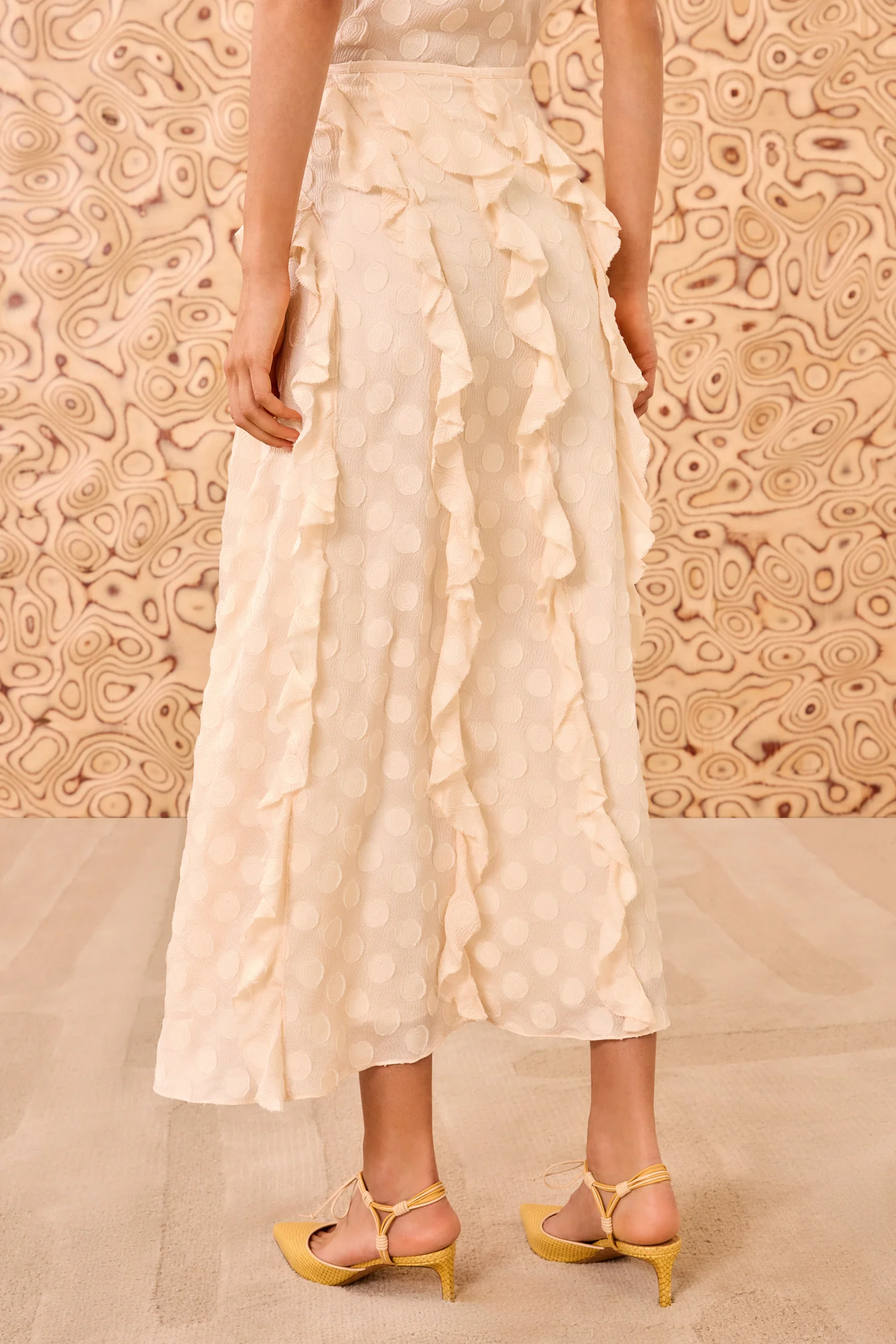 Poppy Cascading Ruffle Midi Skirt - Conch - Image 5