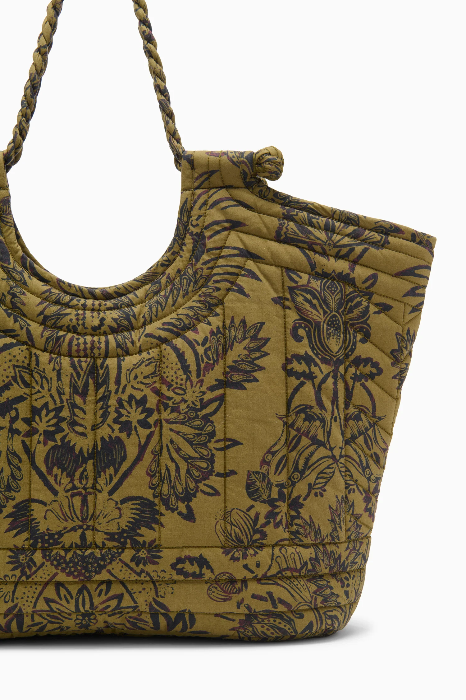 Quilted Tote - Olive Flora - Image 3