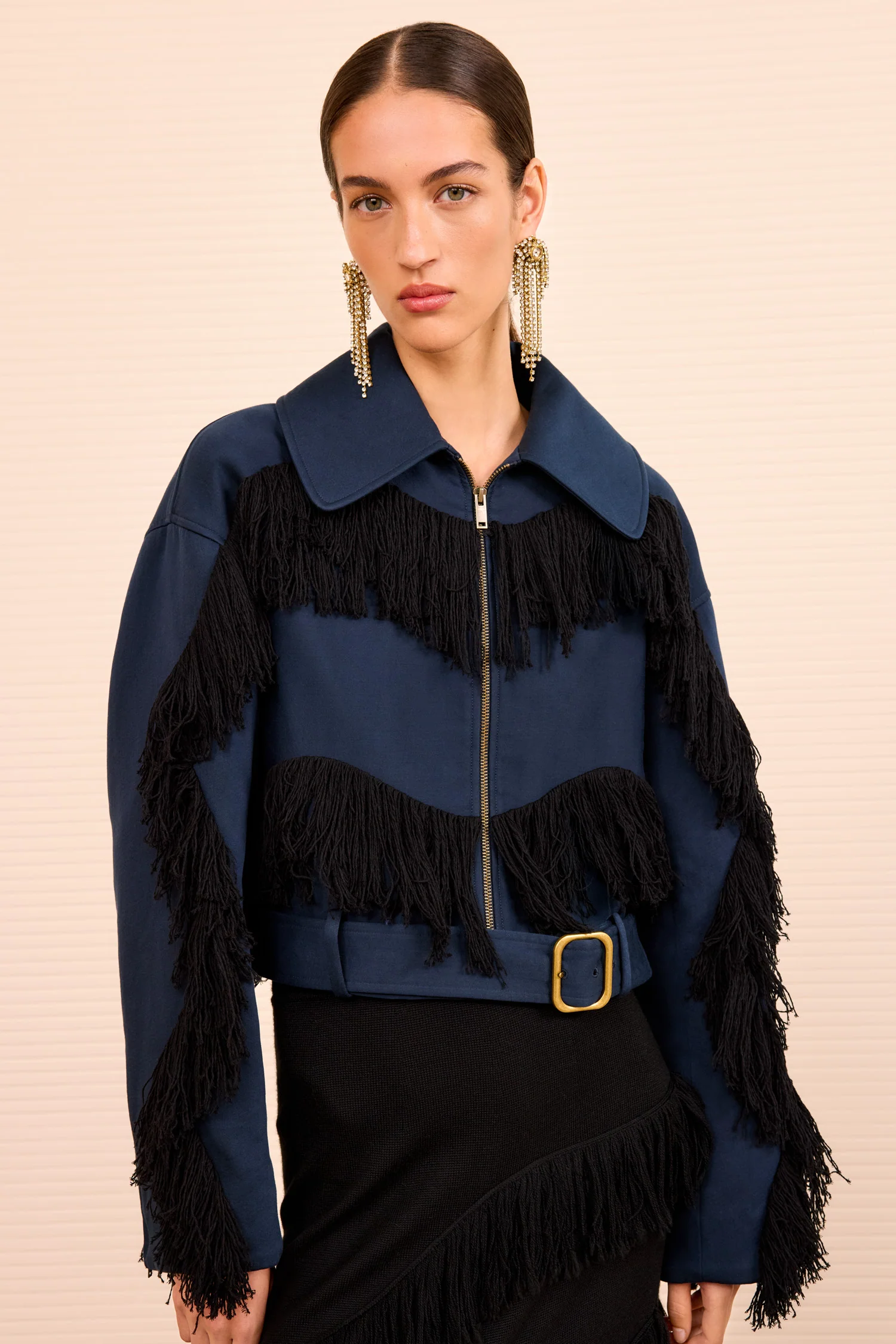Raffela Cropped Fringe Jacket - Nuit - Image 3