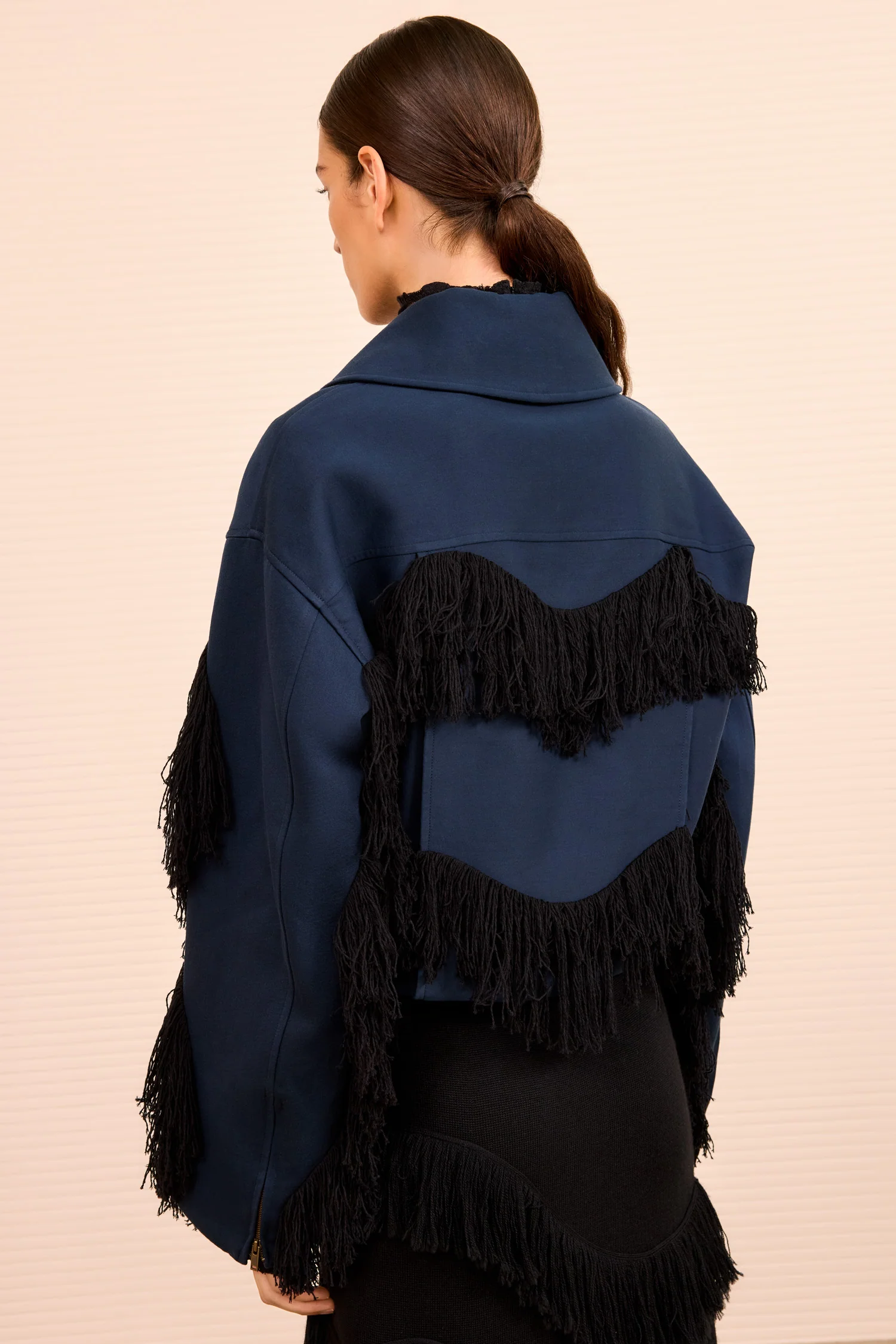 Raffela Cropped Fringe Jacket - Nuit - Image 5