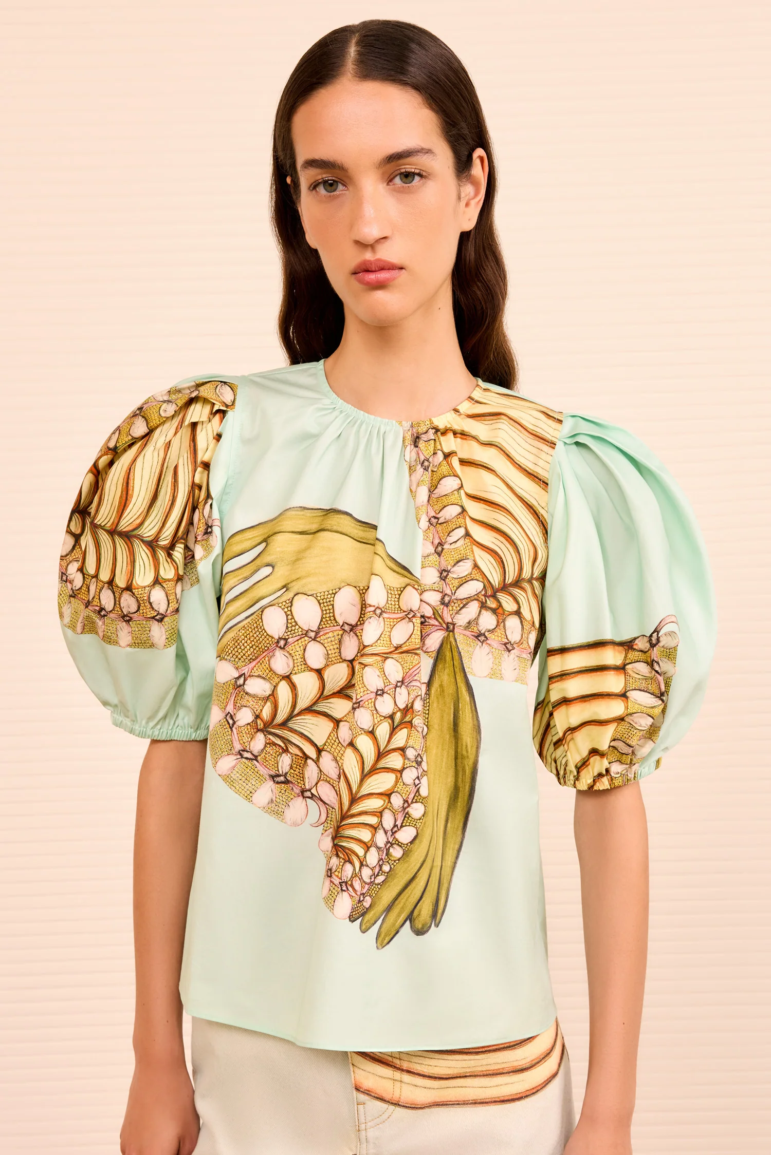 Ravena Puff Sleeve Top - Water Blossoms - Image 3