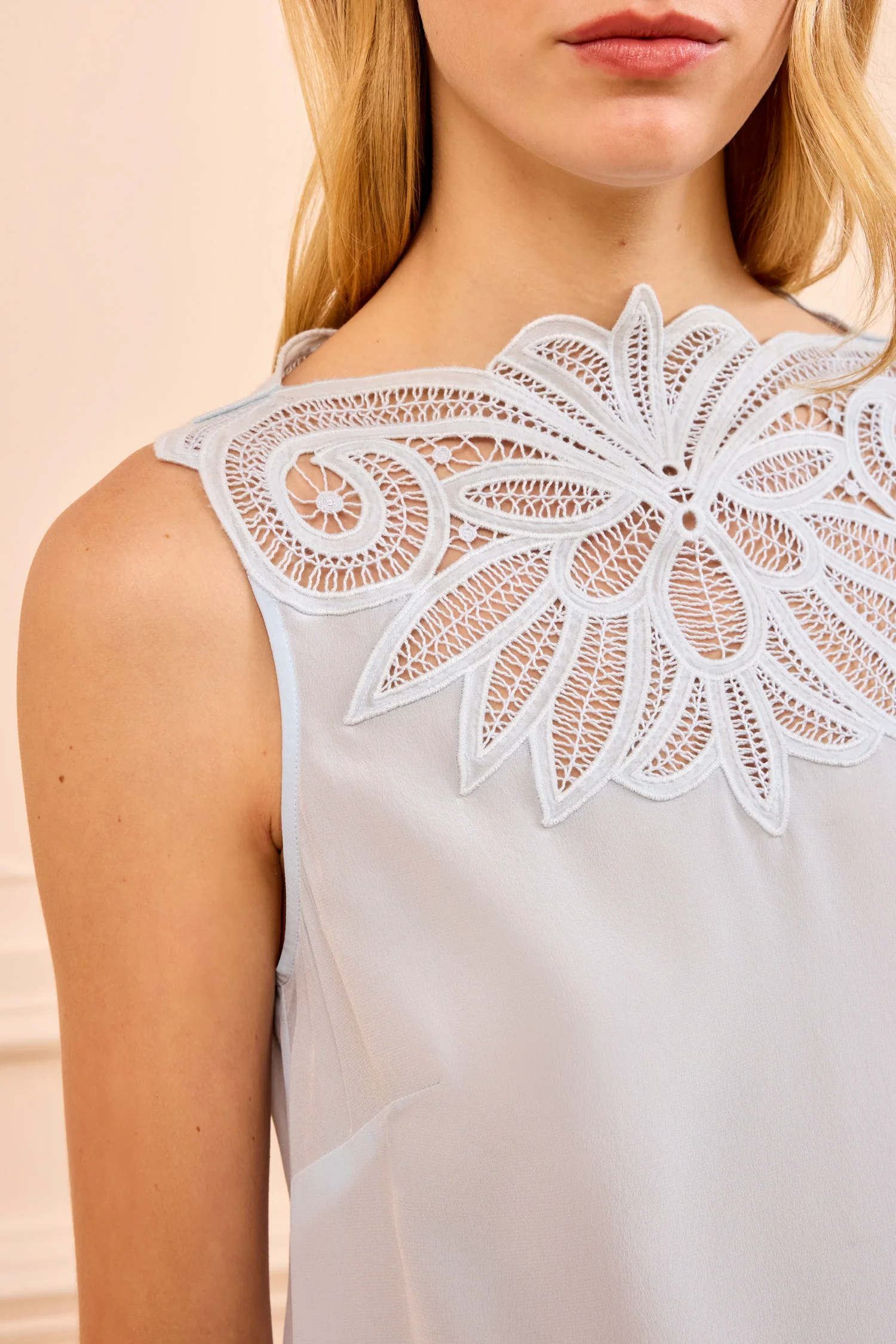 Rea Lace Applique Top - Adriatic - Image 2
