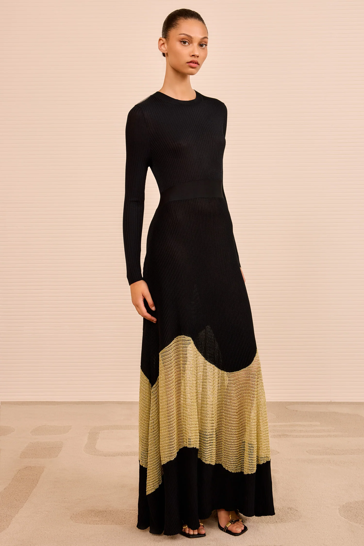 Roanne Long Dress - Gold Noir - Image 4
