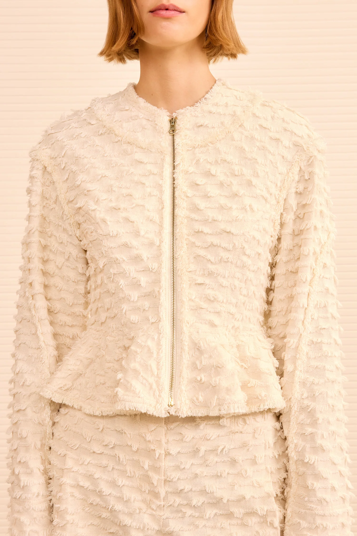 Rosalind Zip Peplum Jacket - Ivory - Image 2