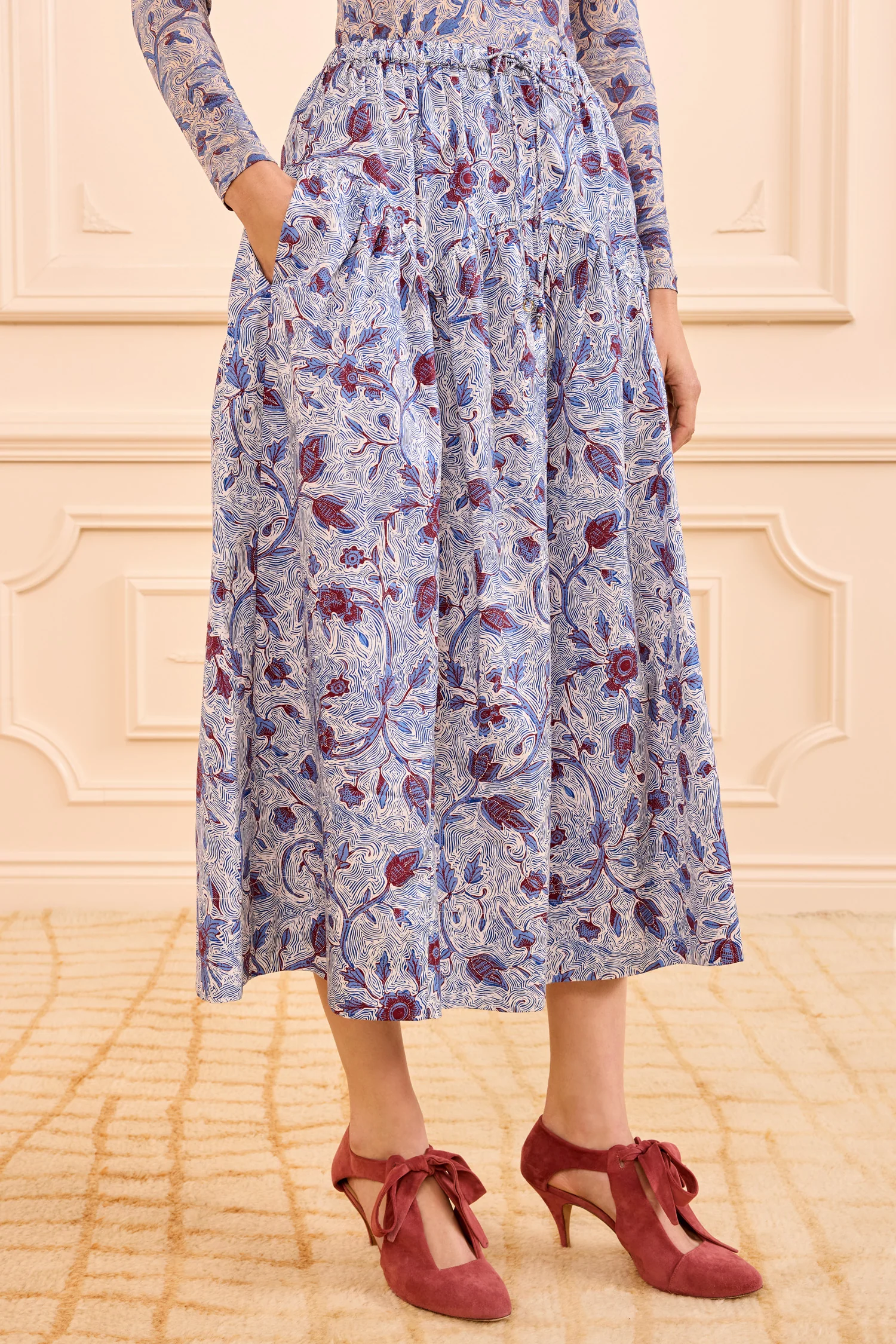 Rosen Cotton Midi Skirt - Gardenia - Image 2