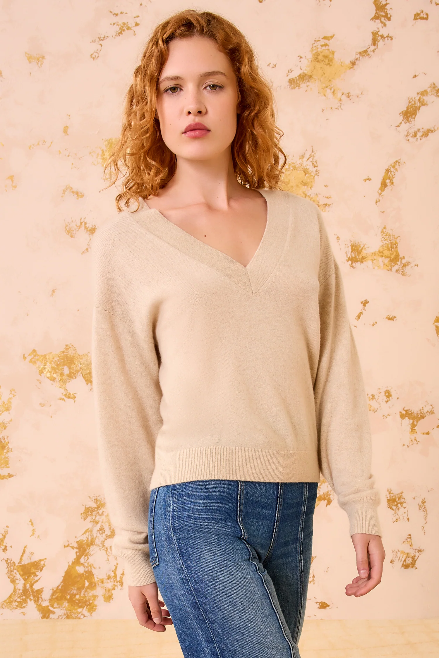 Ryla Cashmere V–Neck Pullover - Melange - Image 3