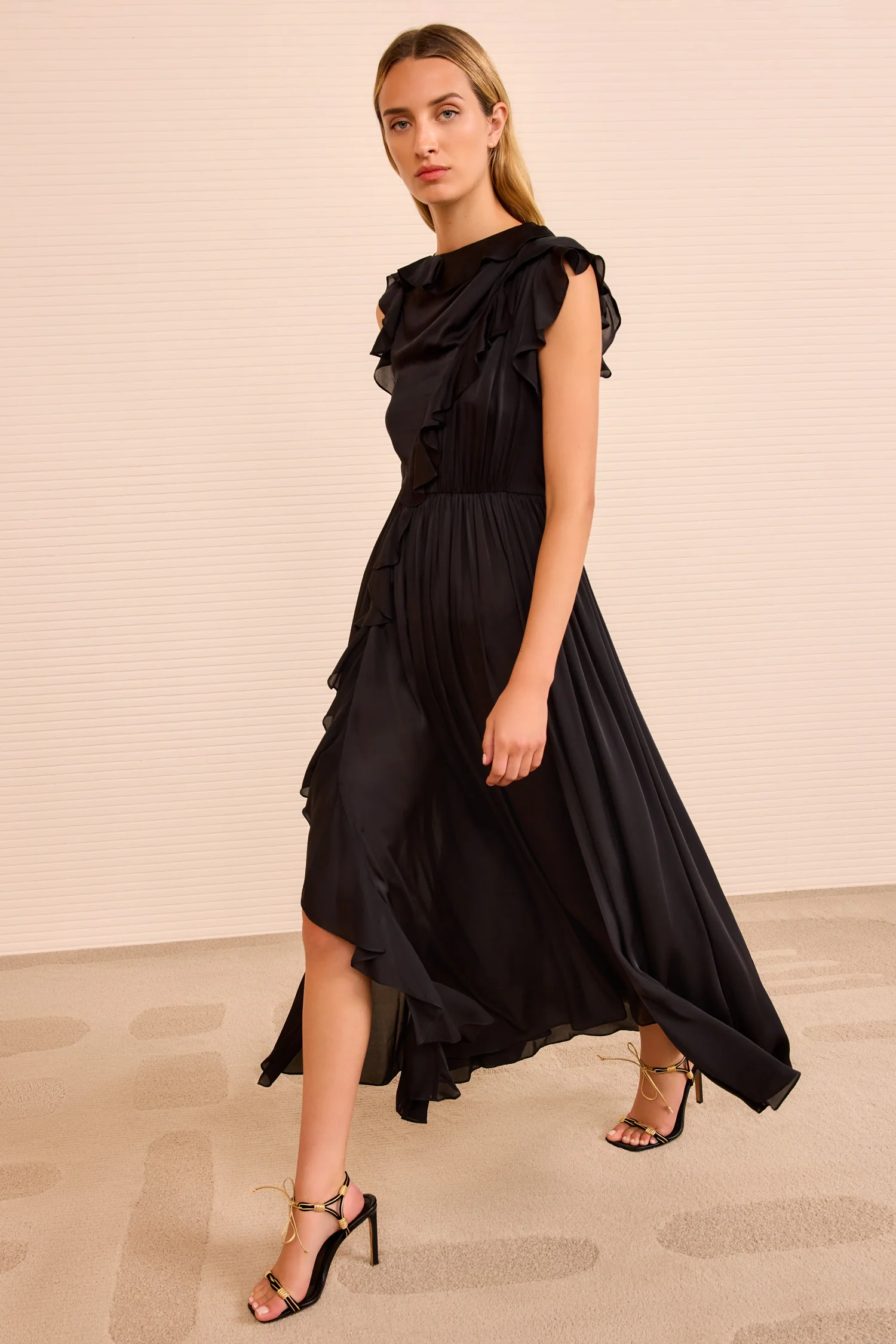 Saanvi Cascading Ruffle Dress - Noir - Image 4