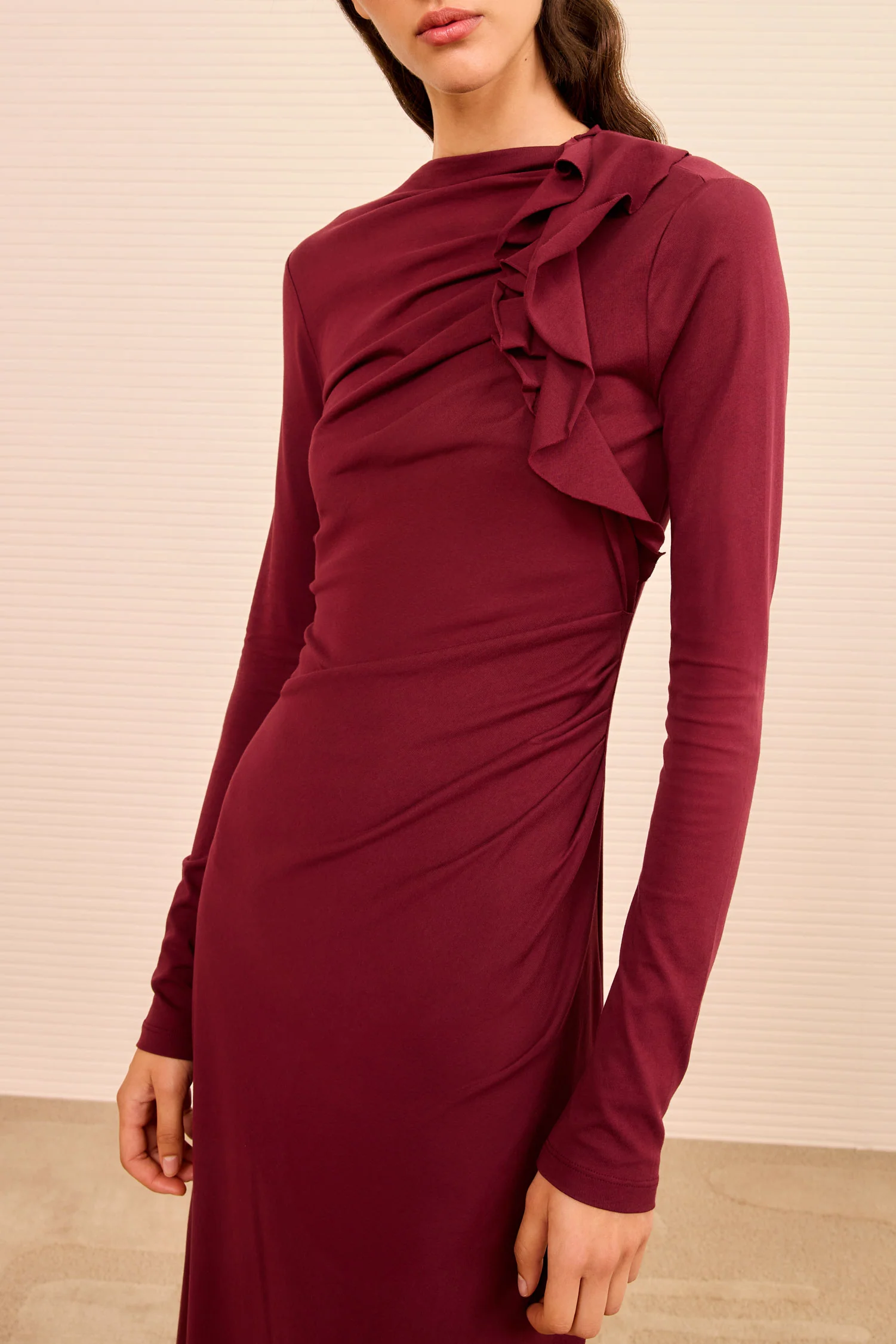 Safi Long Sleeve Dress - Claret - Image 2