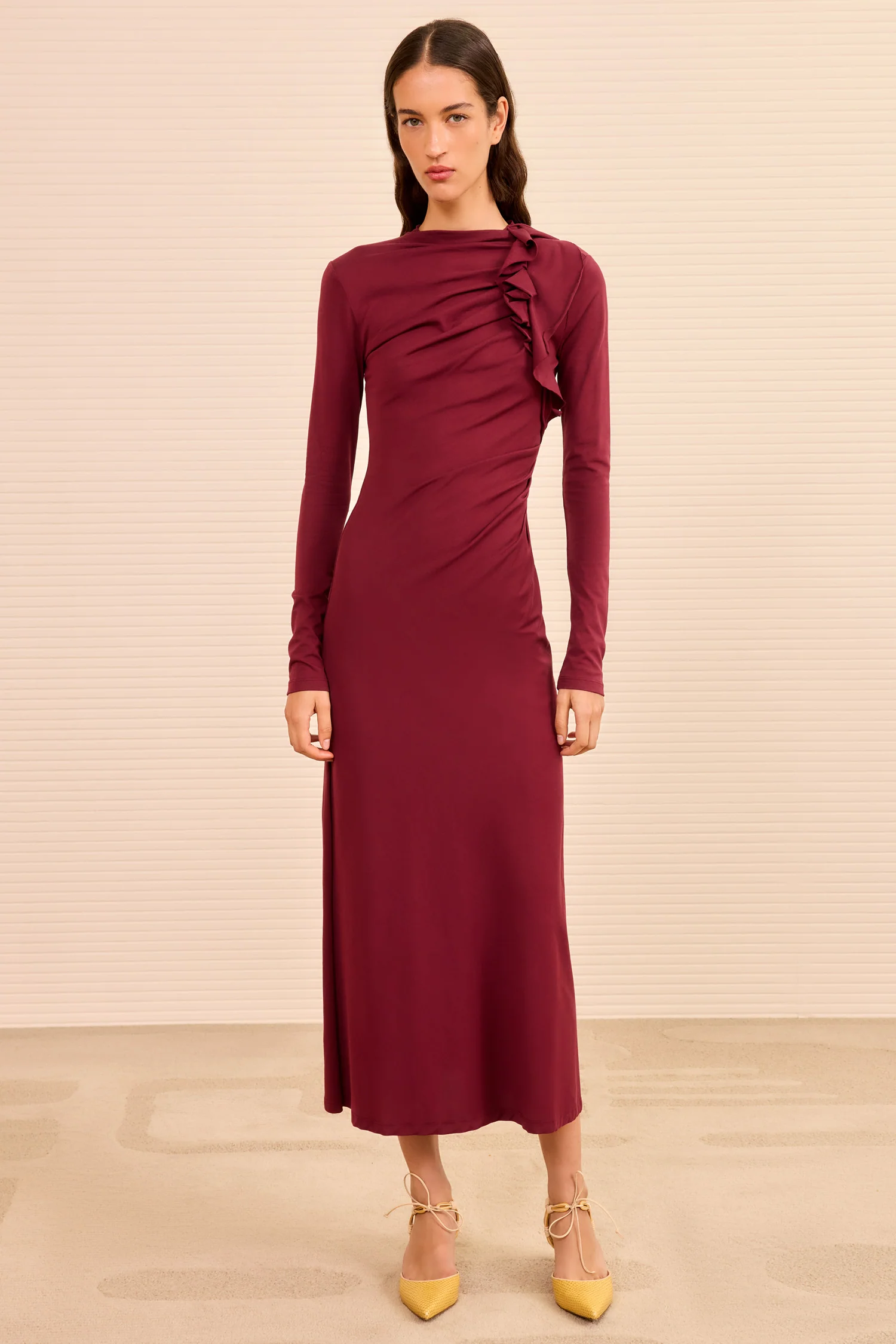 Safi Long Sleeve Dress - Claret - Image 4