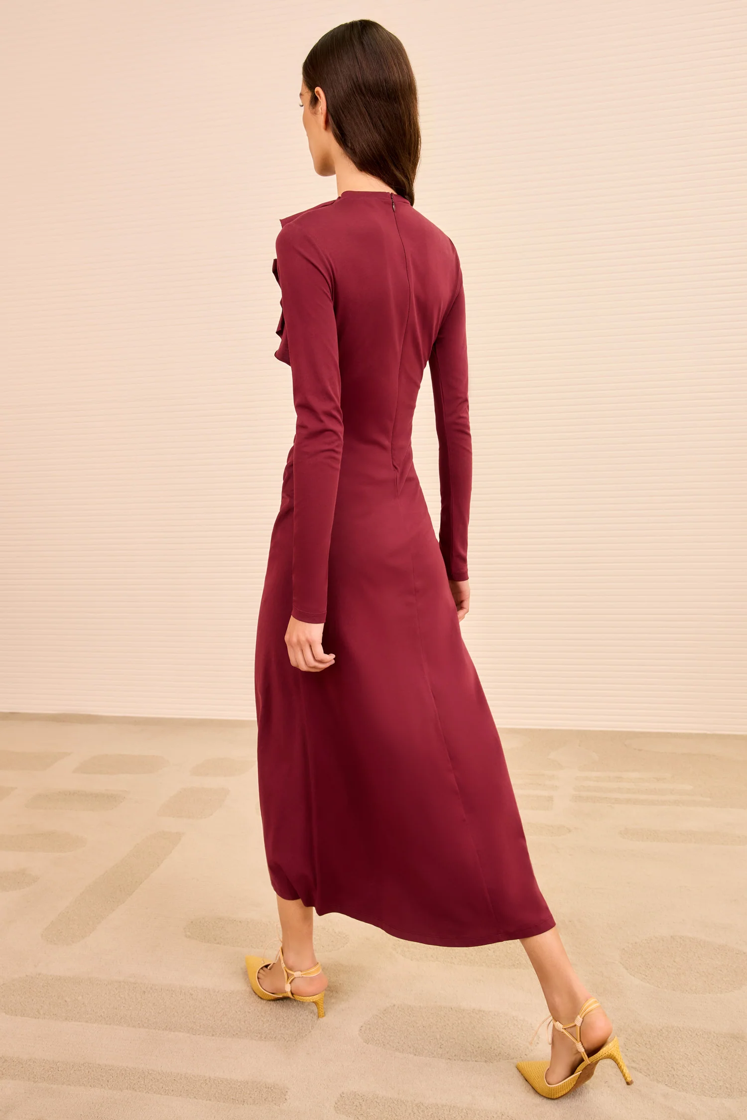 Safi Long Sleeve Dress - Claret - Image 5