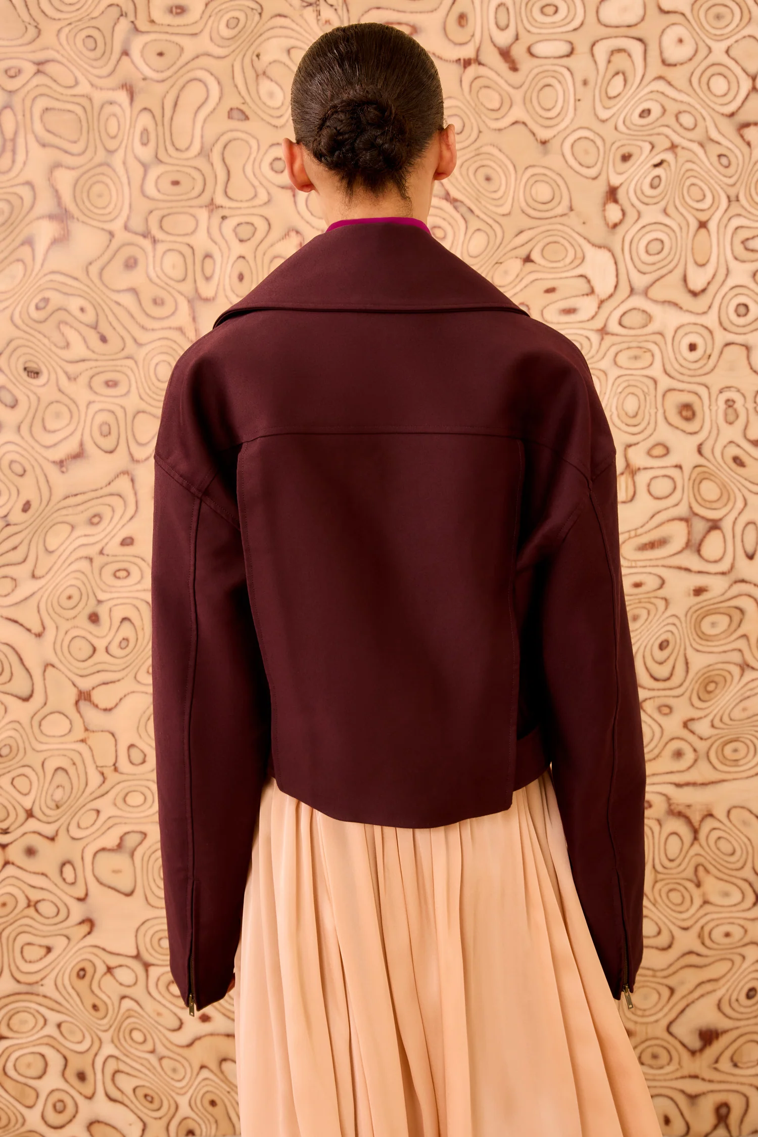Signal Cropped Belted Jacket - Claret - Image 5
