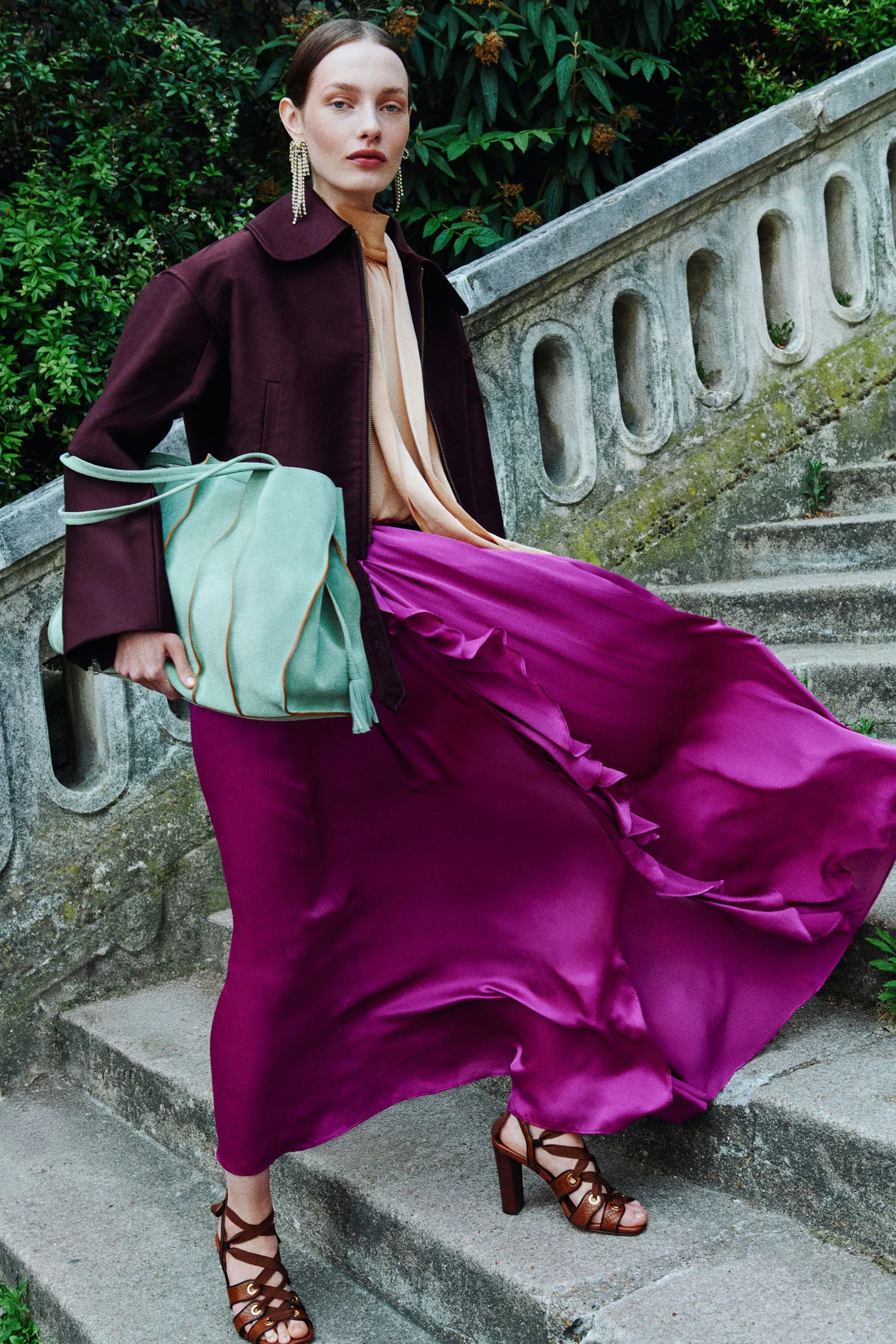 Signal Cropped Belted Jacket - Claret - Image 6