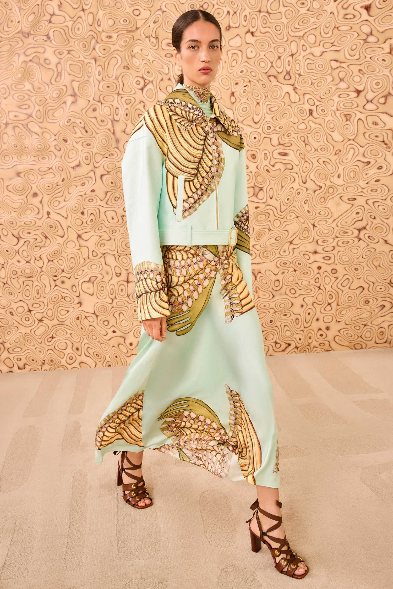 Signal Cropped Belted Jacket - Water Blossoms - Image 3