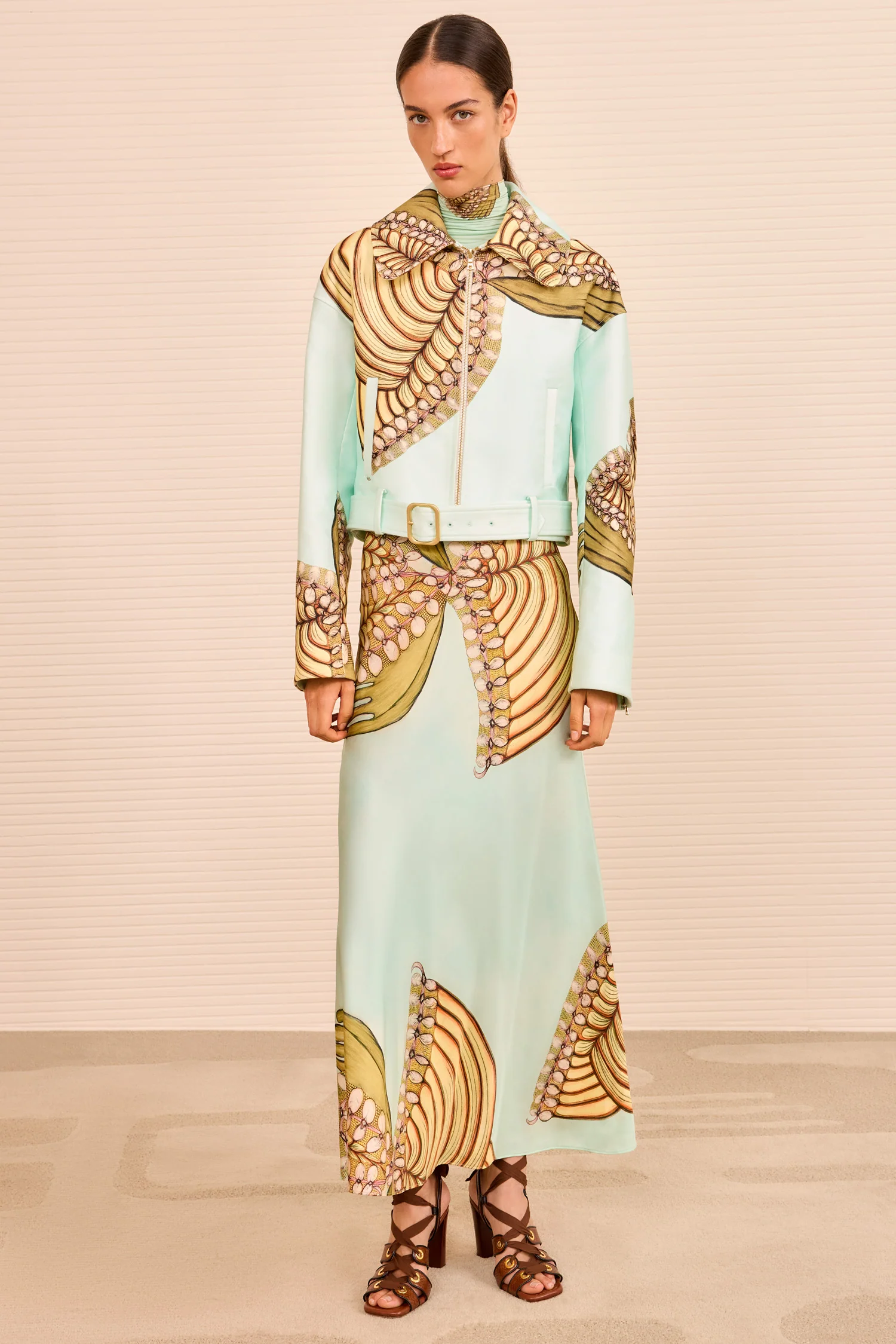 Signal Cropped Belted Jacket - Water Blossoms - Image 4