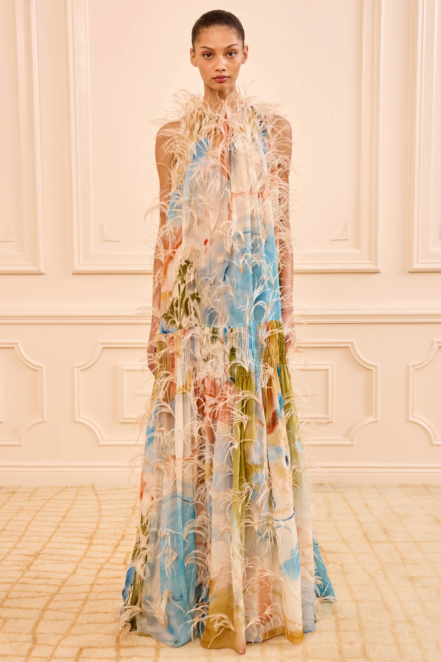 Gossamer Gown with Feather Embroidery - Western Dream - Image 4