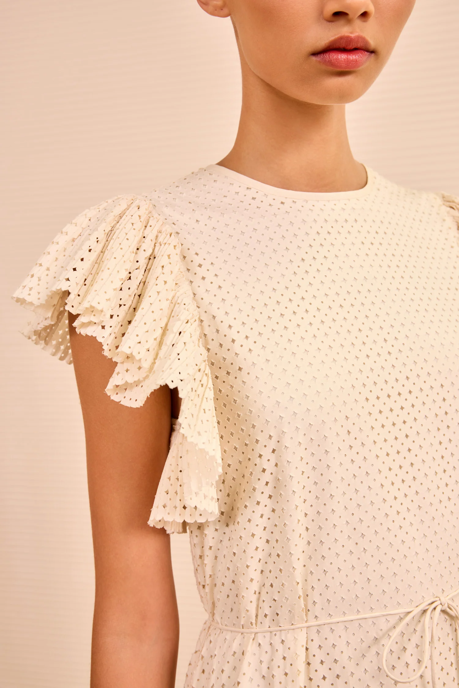 Sylvaine Flutter Sleeve Midi Dress - Cowrie - Image 2