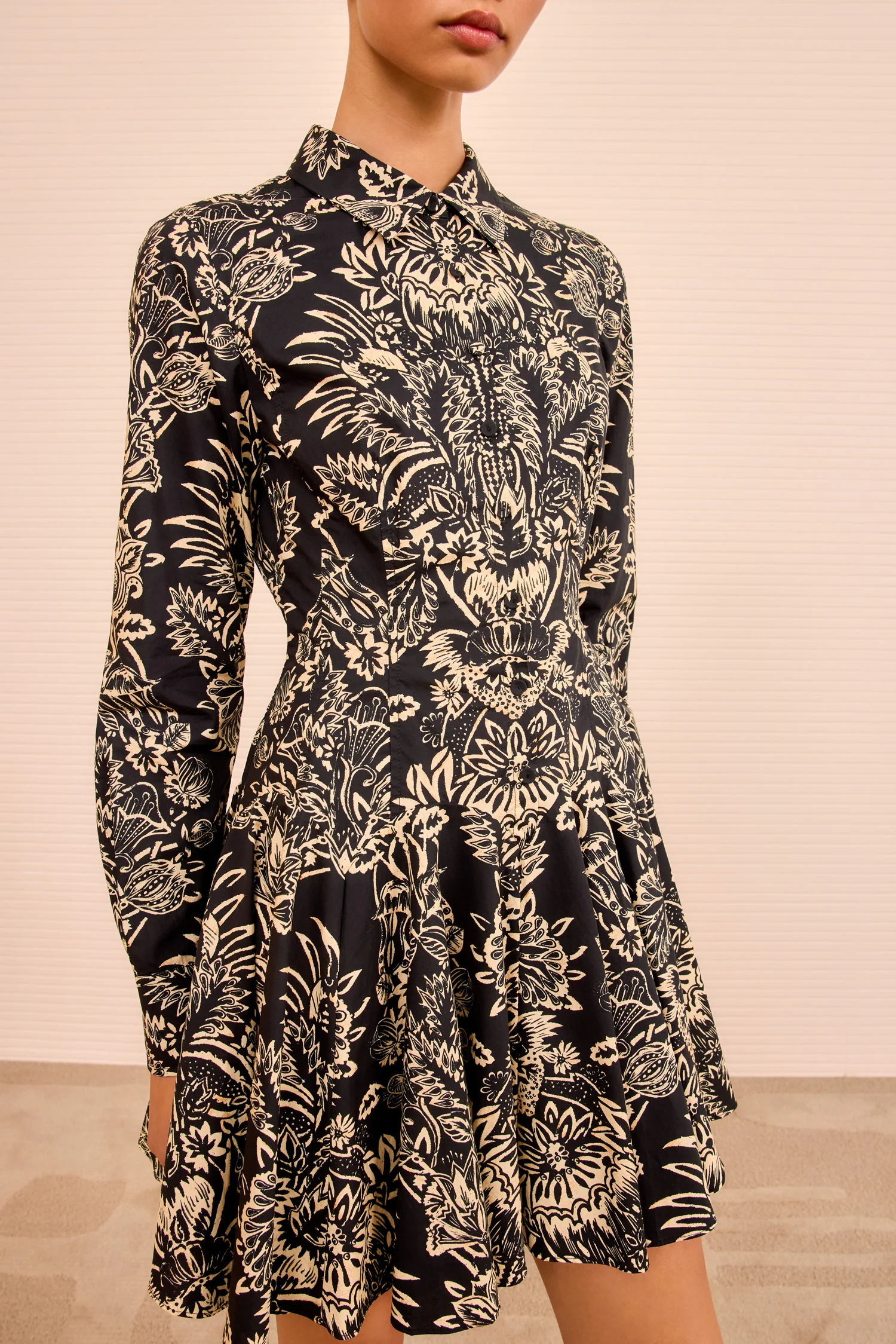 Taliah Long Sleeve Mini Dress - Noir Flora - Image 3