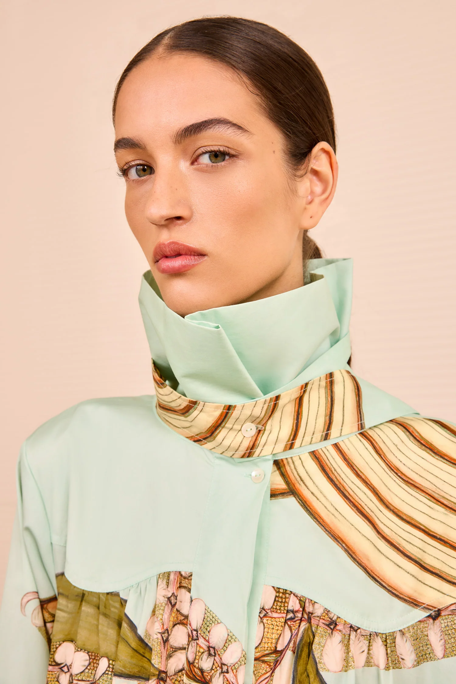 Terezie Ruffle Neck Dress - Water Blossoms - Image 3