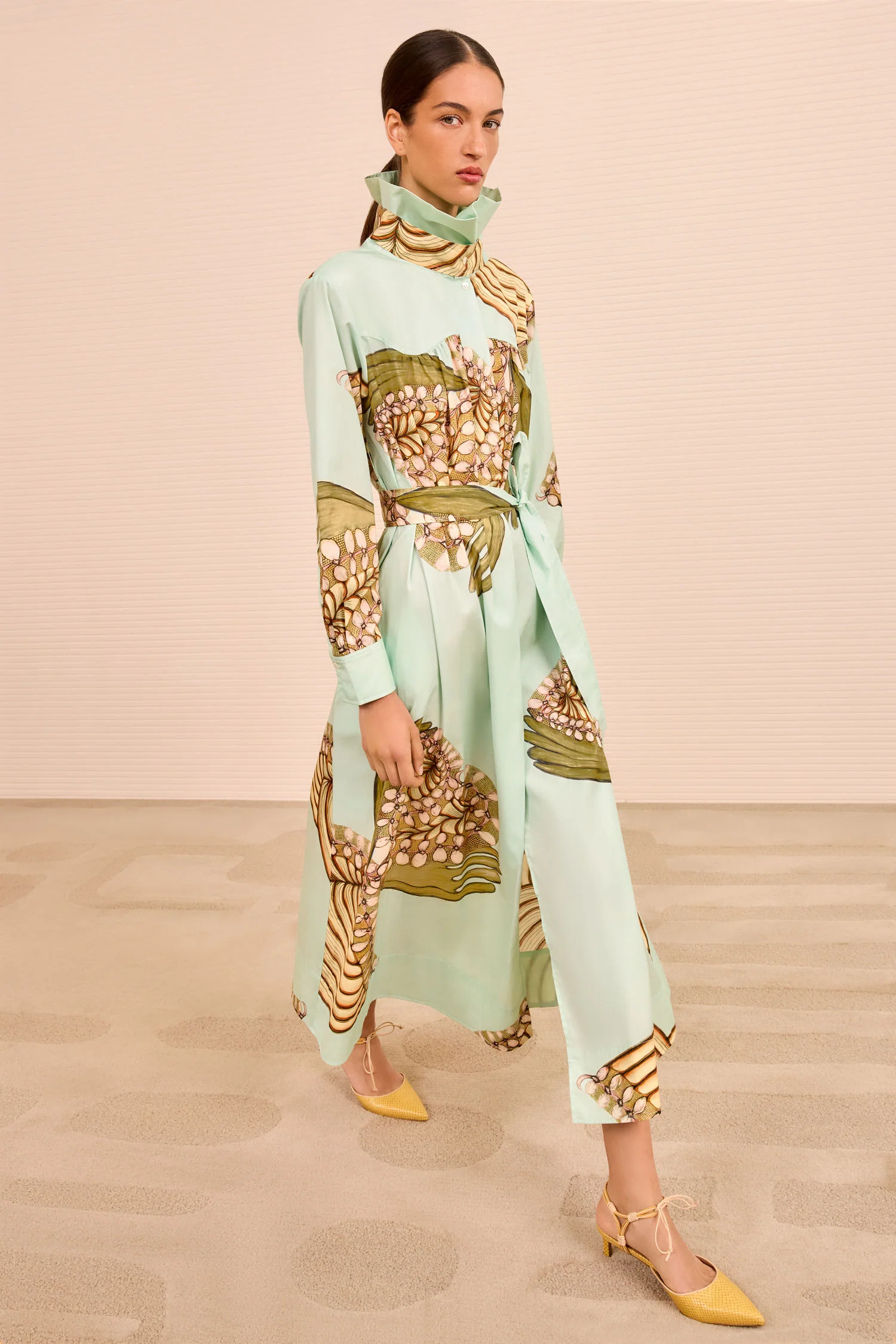Terezie Ruffle Neck Dress - Water Blossoms - Image 4