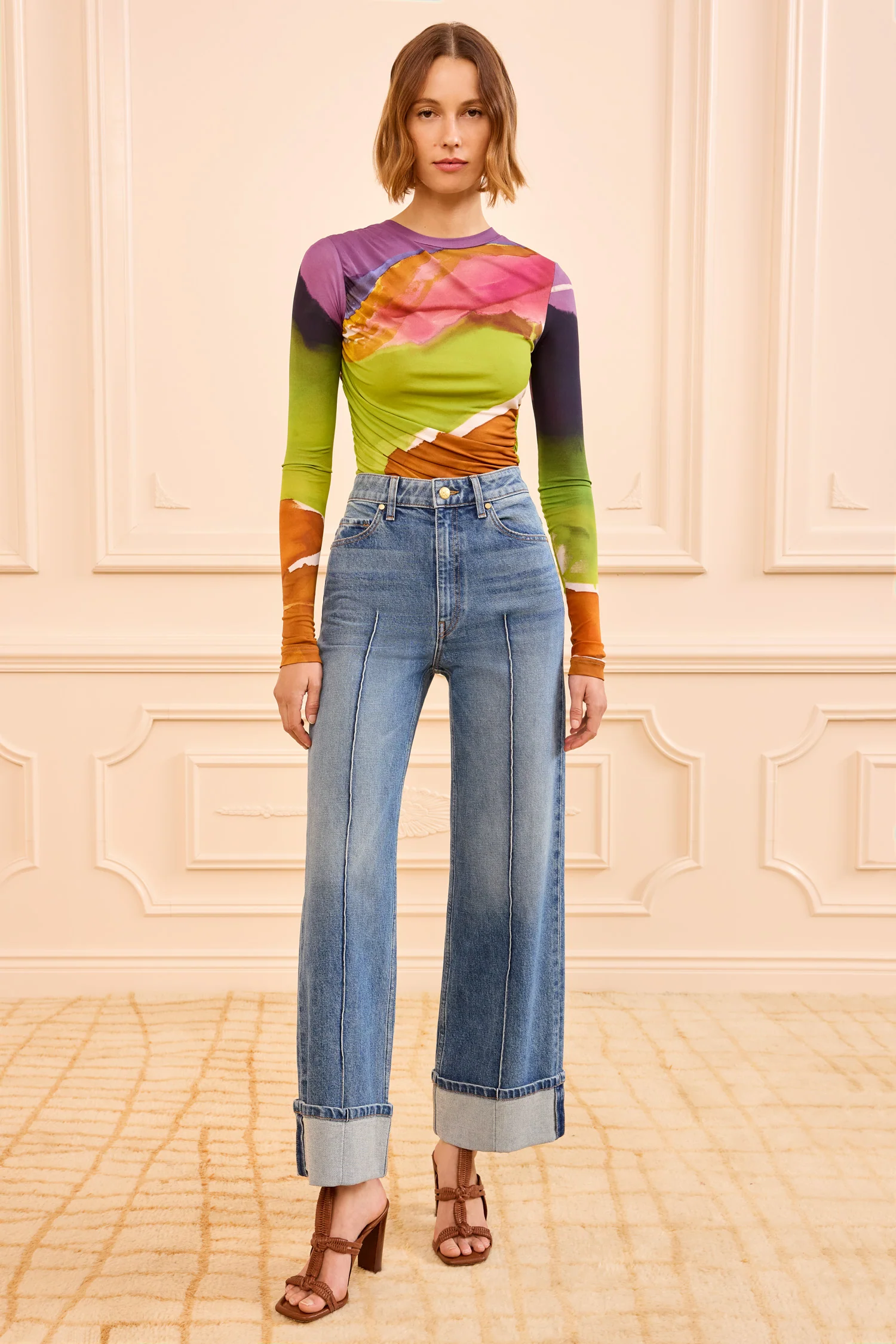 The Genevieve Stretch Pintuck Jean - Danube - Image 2