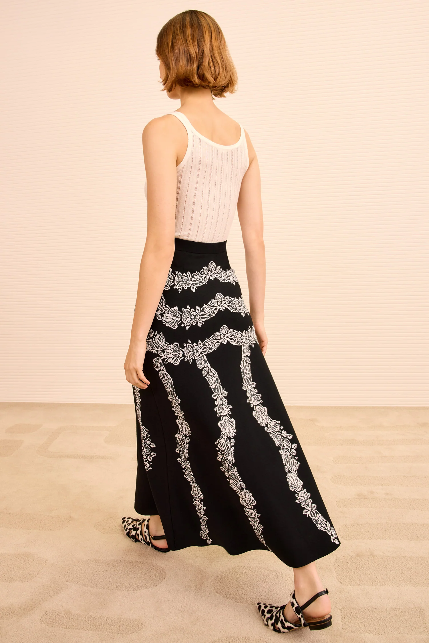 Valencia Jacquard Midi Skirt - Noir - Image 5