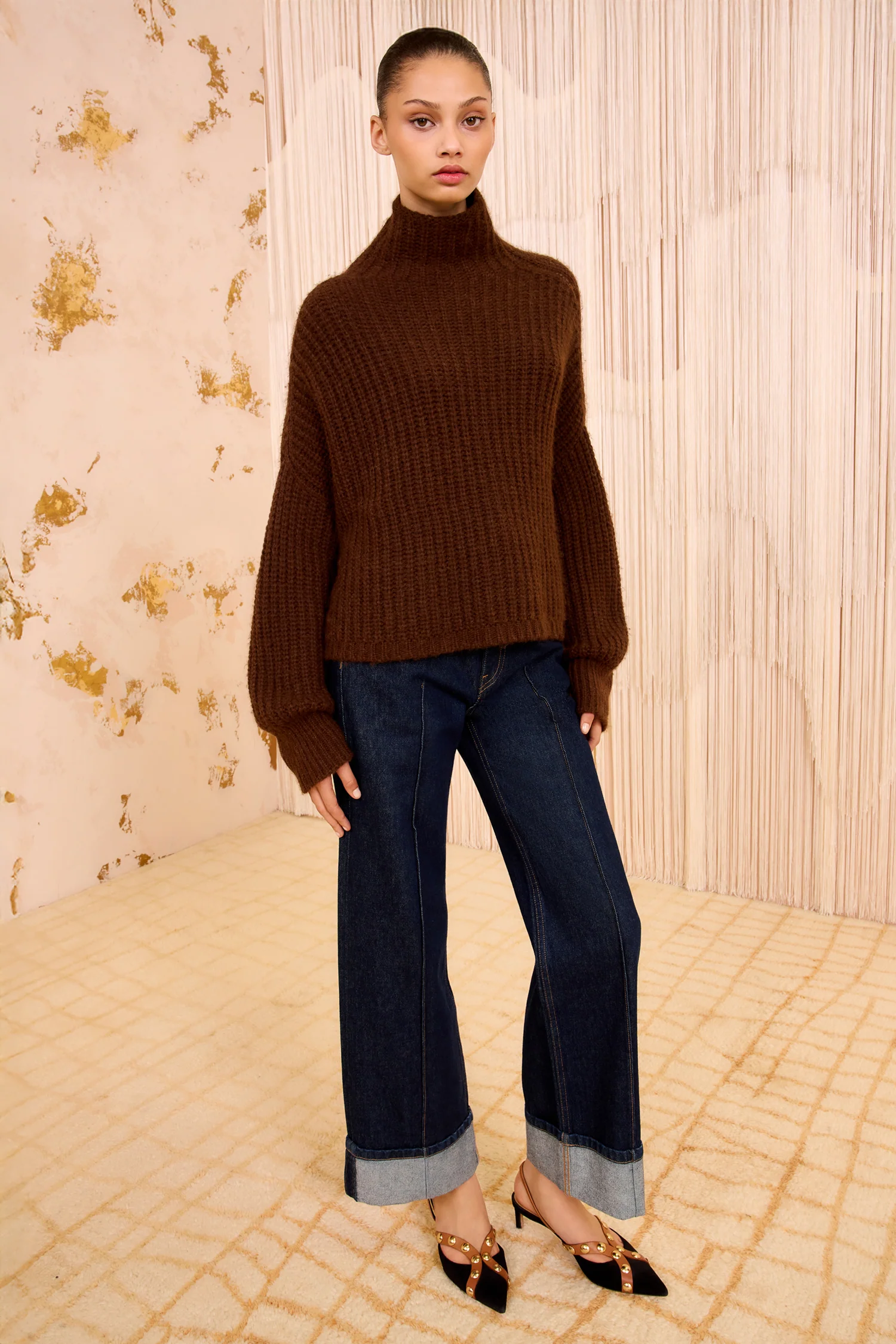 Veron Alpaca Knit Turtleneck - Walnut - Image 3