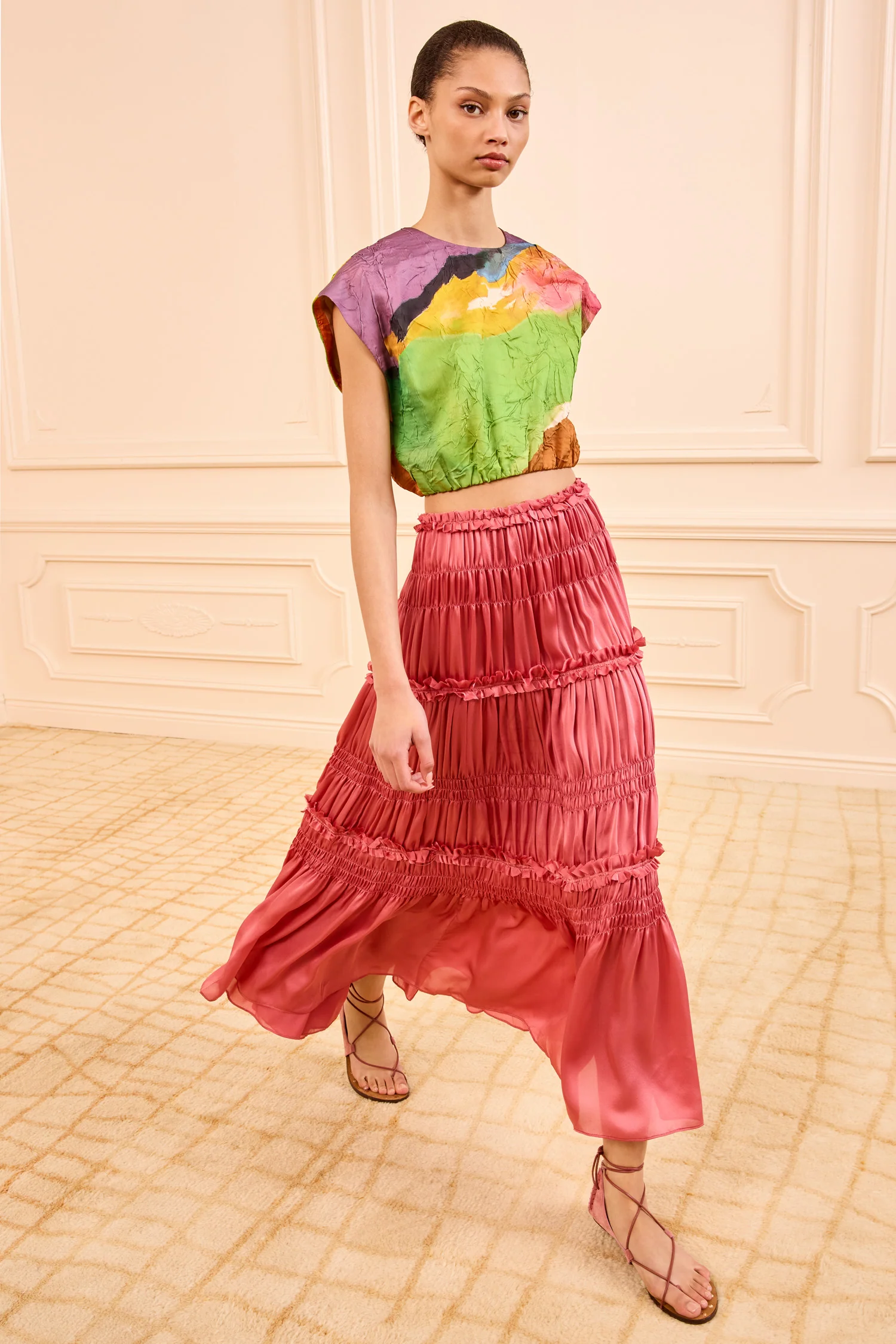 Virginie Silk Skirt - Rosewood