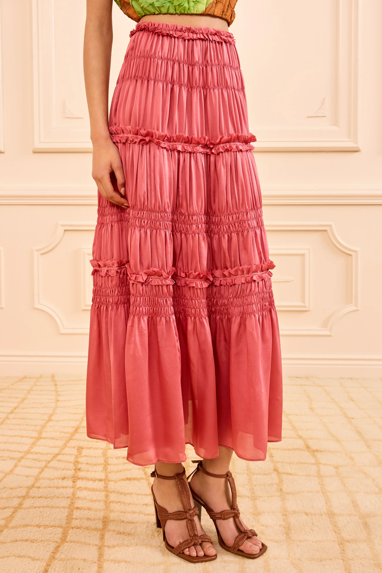 Virginie Silk Skirt - Rosewood - Image 2