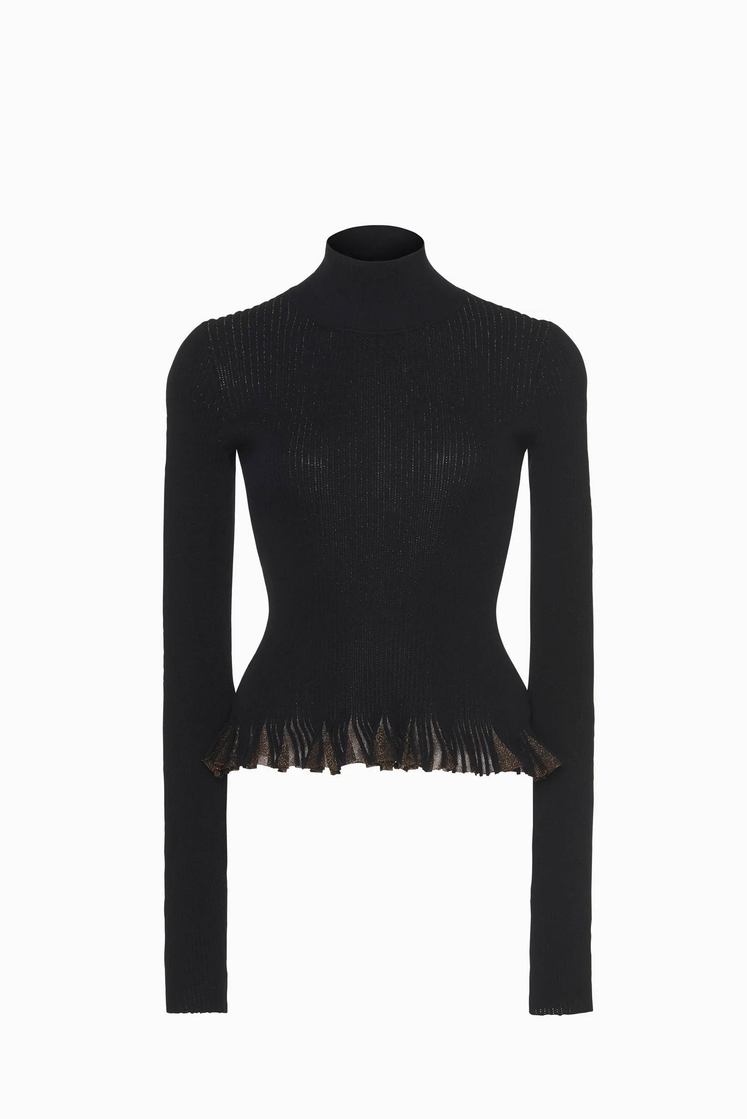 Yulia Ruffle Turtleneck Top - Noir - Image 2